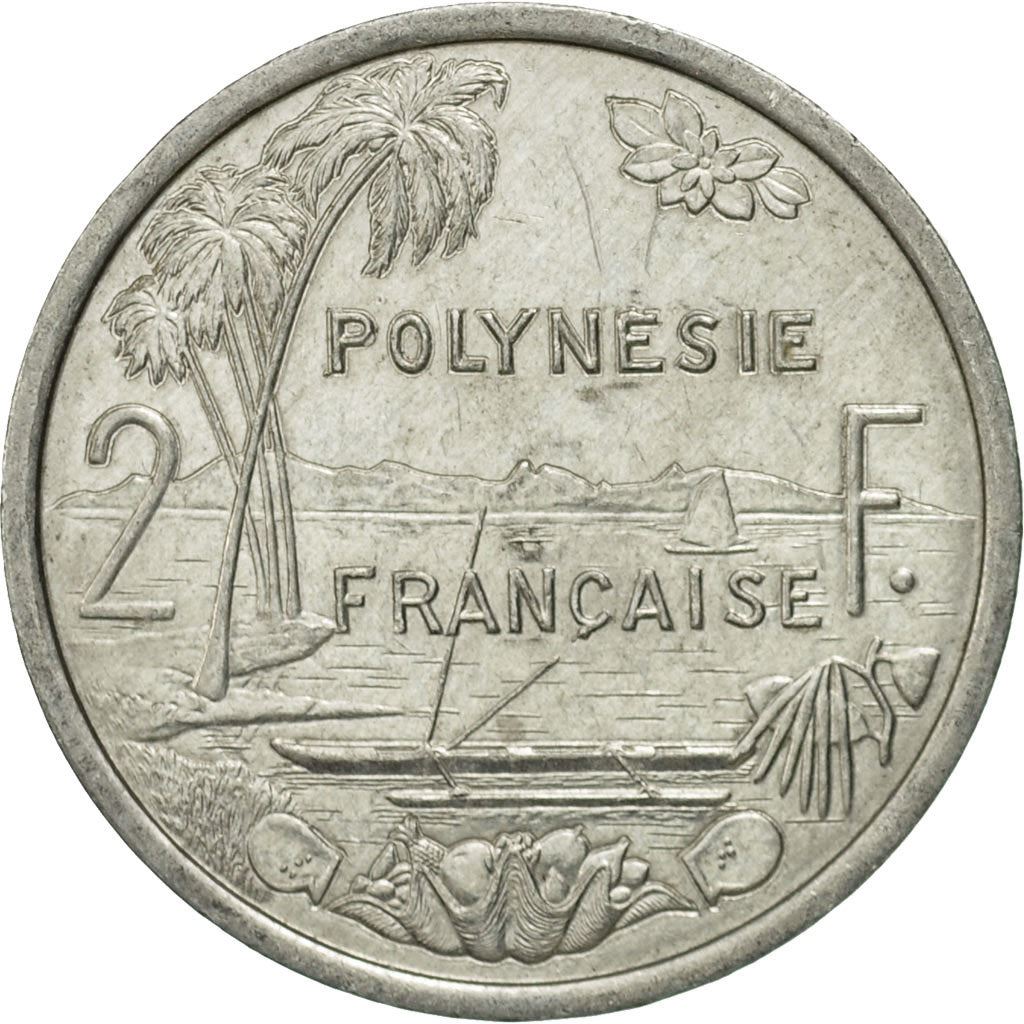 French Polynesia Coin French Polynesian 2 Francs | Liberty Sitting | Throne | Palm Tree | Sailboat | KM10 | 1973 - 2020