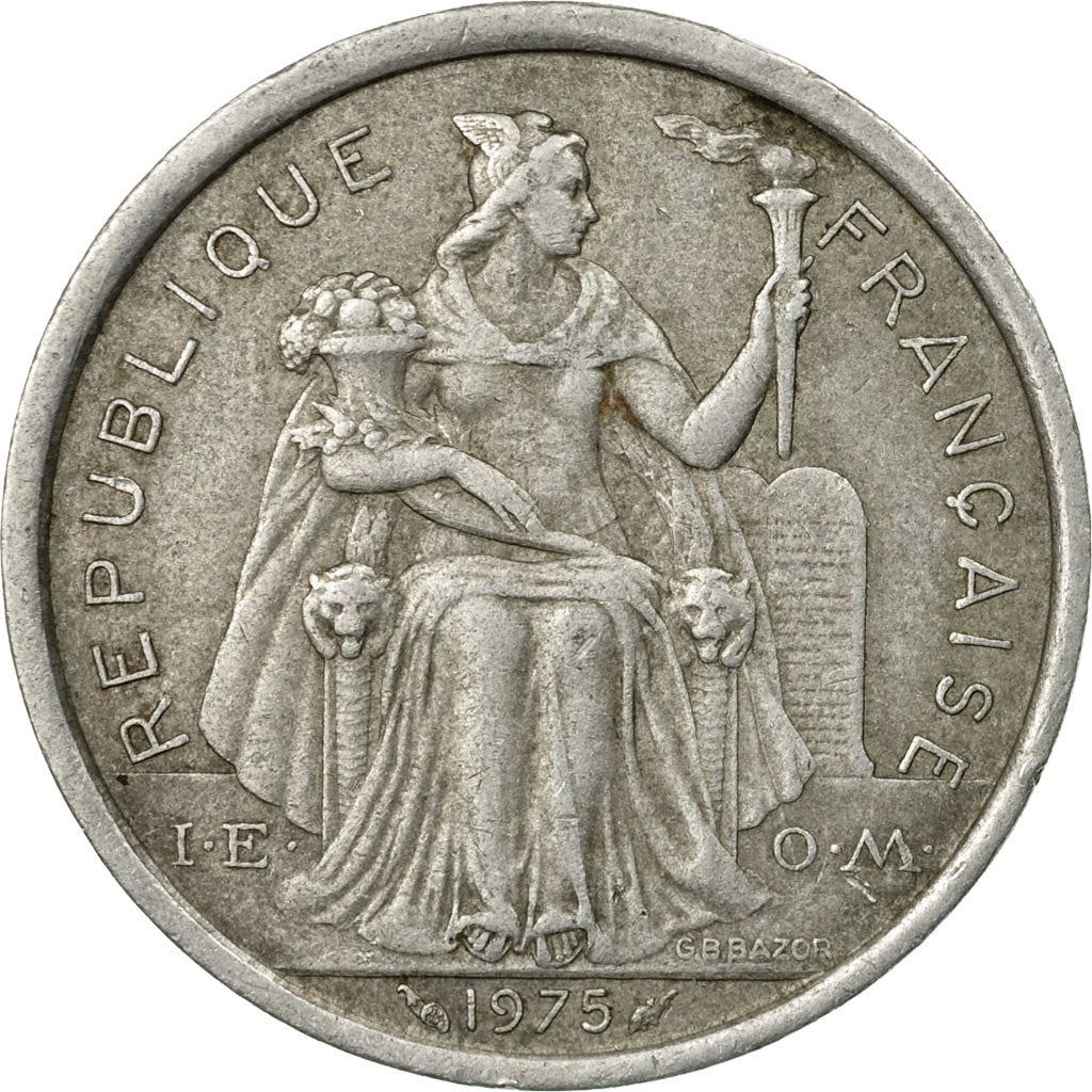 French Polynesia Coin French Polynesian 2 Francs | Liberty Sitting | Throne | Palm Tree | Sailboat | KM10 | 1973 - 2020