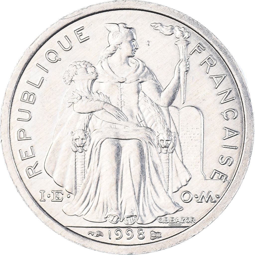 French Polynesia Coin French Polynesian 2 Francs | Liberty Sitting | Throne | Palm Tree | Sailboat | KM10 | 1973 - 2020