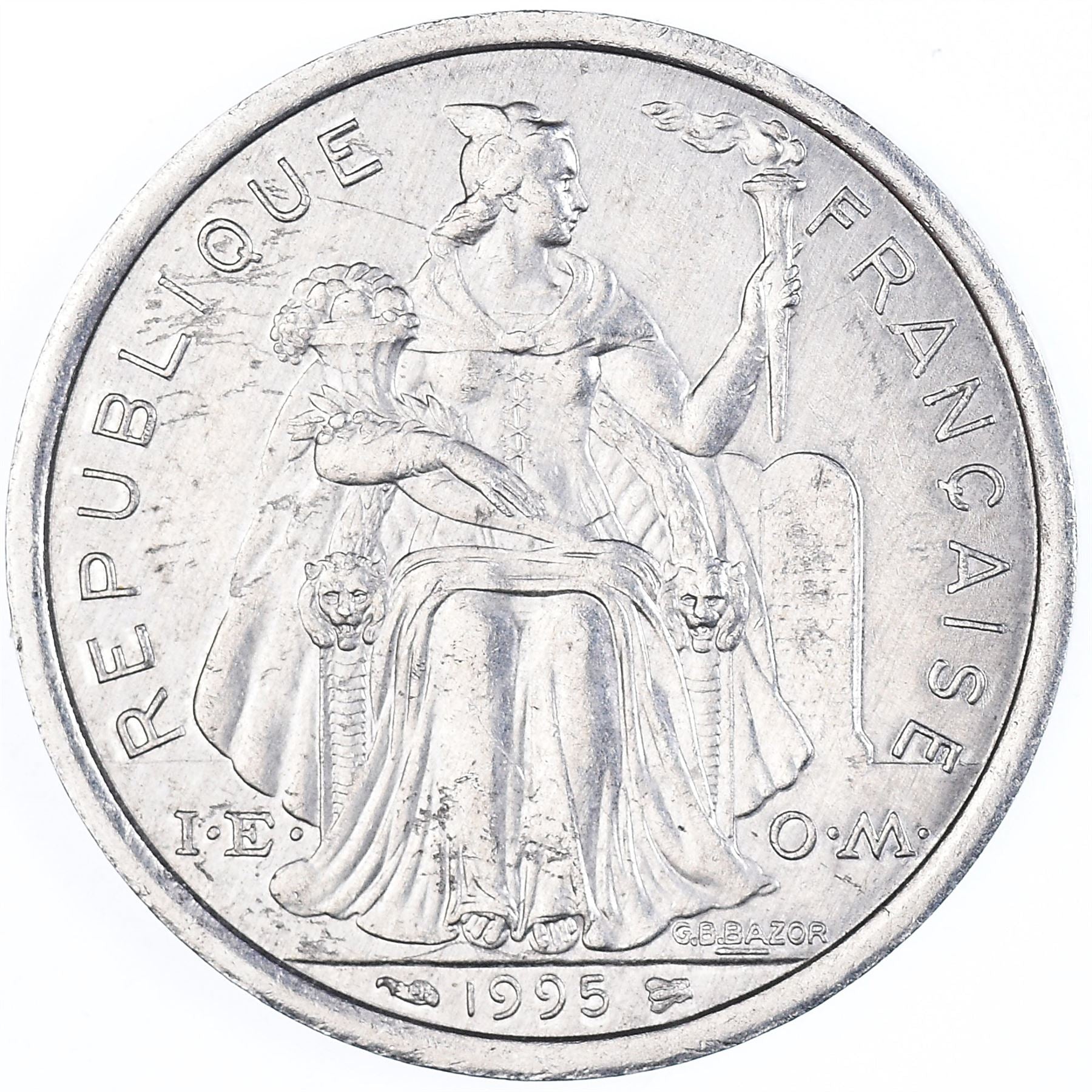 French Polynesia Coin French Polynesian 2 Francs | Liberty Sitting | Throne | Palm Tree | Sailboat | KM10 | 1973 - 2020