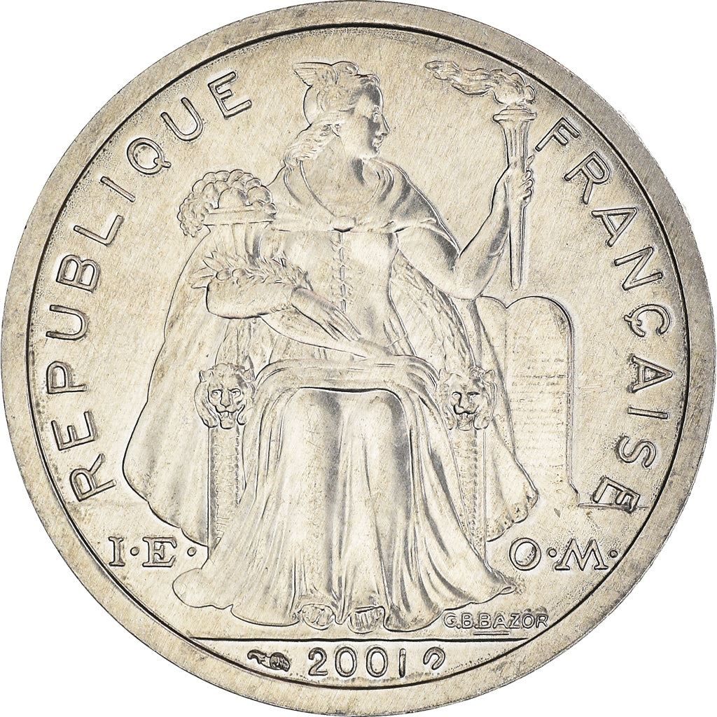 French Polynesia Coin French Polynesian 2 Francs | Liberty Sitting | Throne | Palm Tree | Sailboat | KM10 | 1973 - 2020