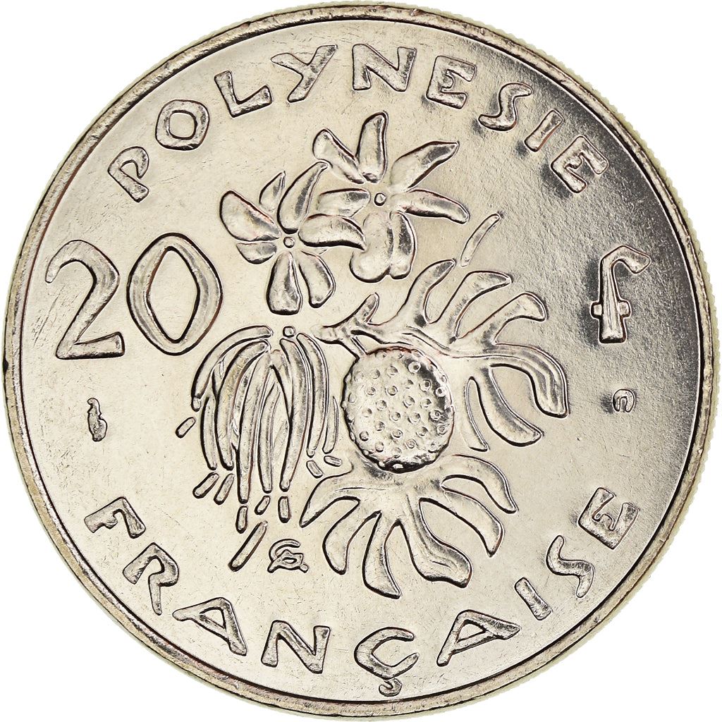 French Polynesia Coin French Polynesian 20 Francs | Marianne | Phrygian Cap | Flowers | KM9 | 1972 - 2005