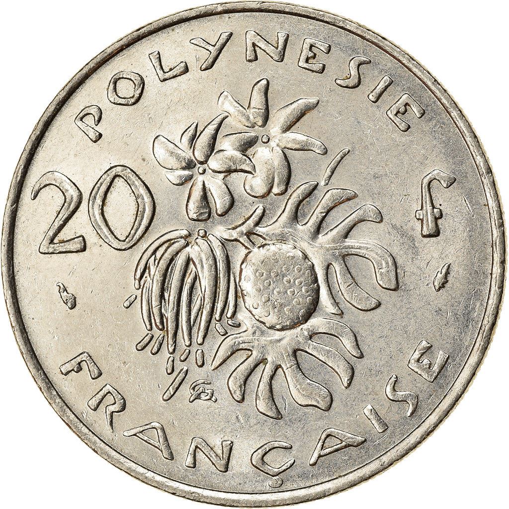 French Polynesia Coin French Polynesian 20 Francs | Marianne | Phrygian Cap | Flowers | KM9 | 1972 - 2005