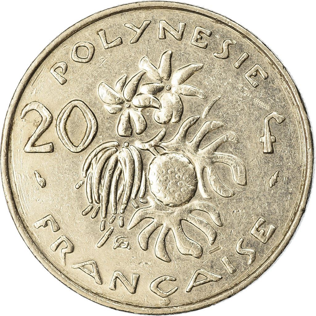 French Polynesia Coin French Polynesian 20 Francs | Marianne | Phrygian Cap | Flowers | KM9 | 1972 - 2005