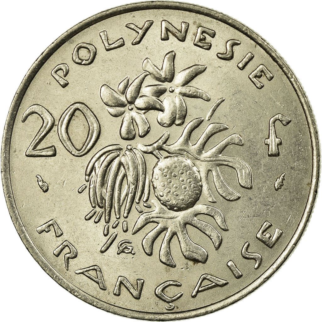 French Polynesia Coin French Polynesian 20 Francs | Marianne | Phrygian Cap | Flowers | KM9 | 1972 - 2005