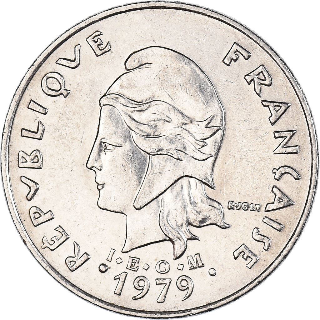 French Polynesia Coin French Polynesian 20 Francs | Marianne | Phrygian Cap | Flowers | KM9 | 1972 - 2005