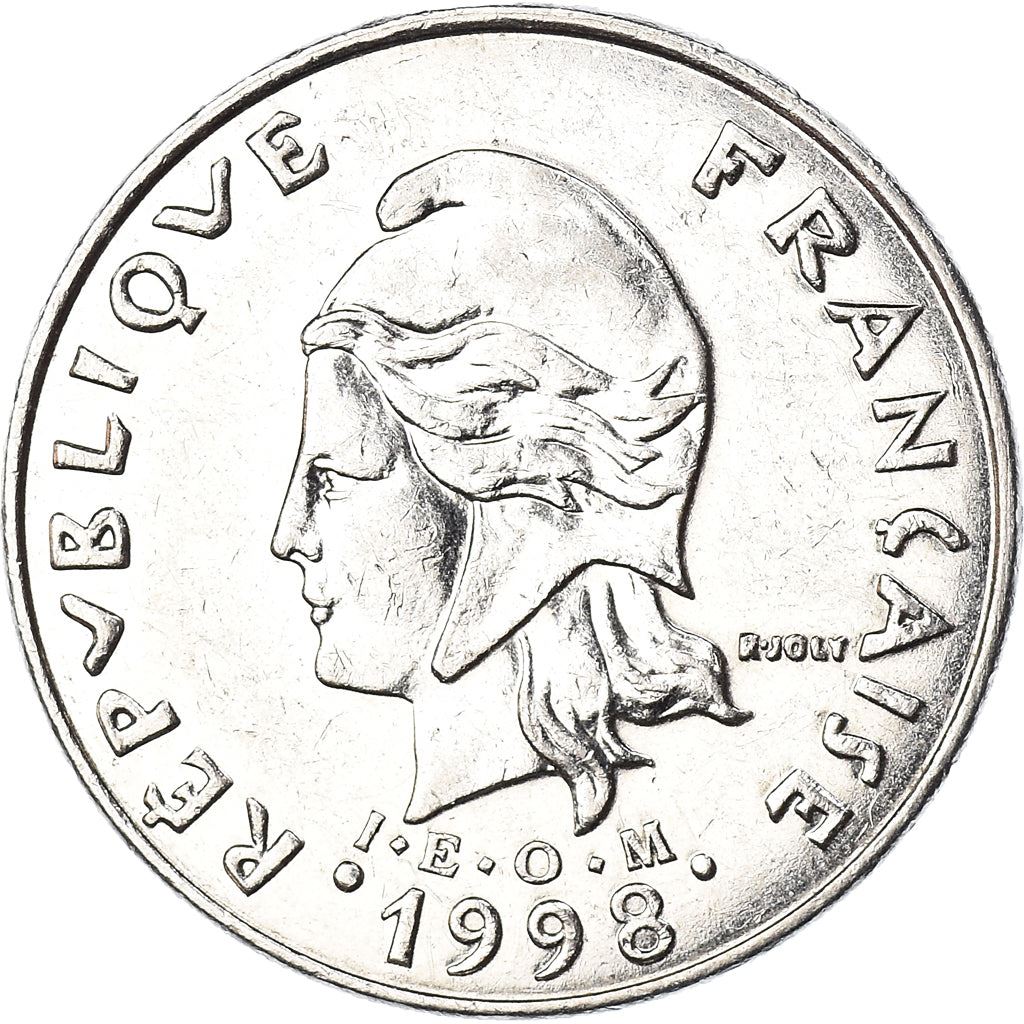 French Polynesia Coin French Polynesian 20 Francs | Marianne | Phrygian Cap | Flowers | KM9 | 1972 - 2005