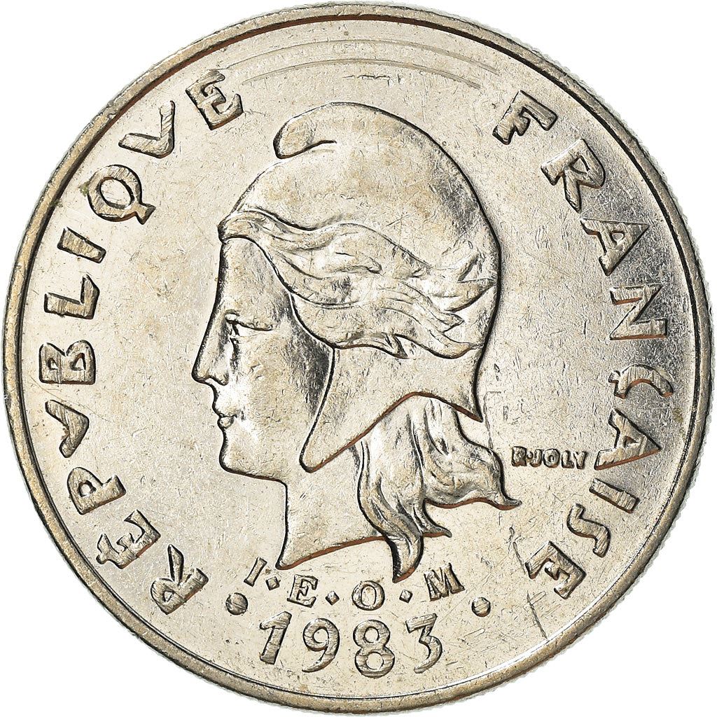 French Polynesia Coin French Polynesian 20 Francs | Marianne | Phrygian Cap | Flowers | KM9 | 1972 - 2005