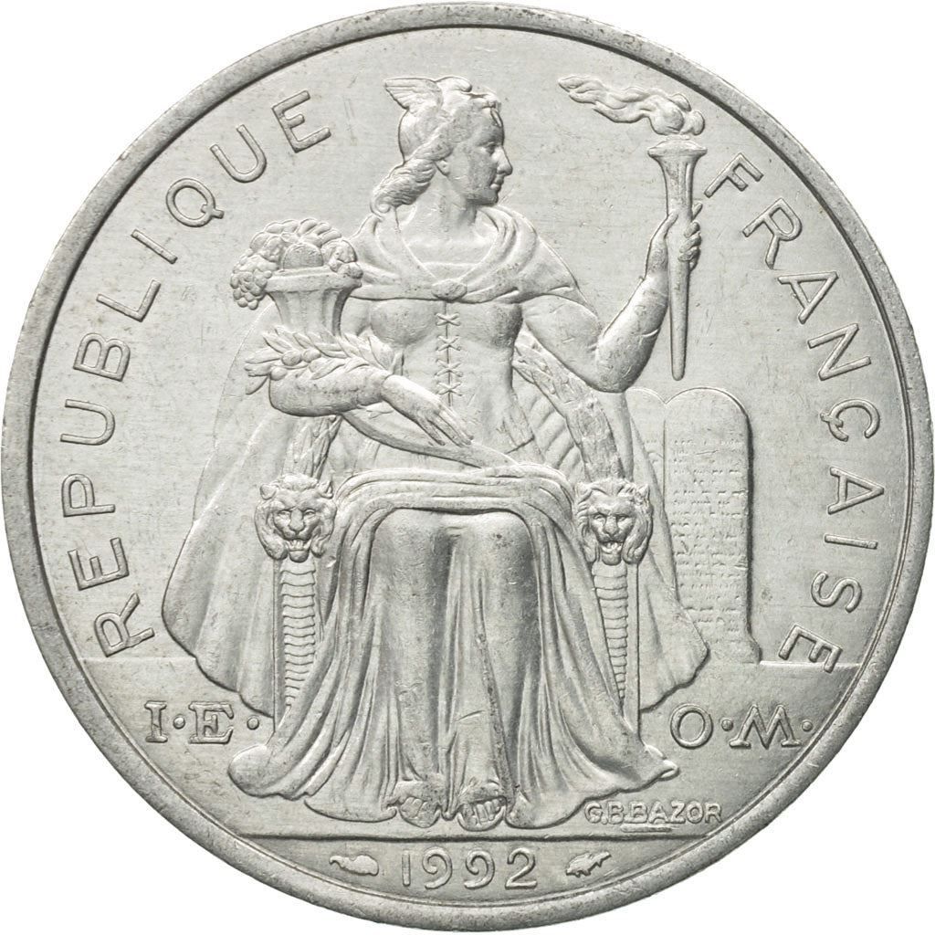 French Polynesia Coin French Polynesian 5 Francs | Liberty Sitting | Throne | Palm Tree | Sailboat | KM12 | 1975 - 2020