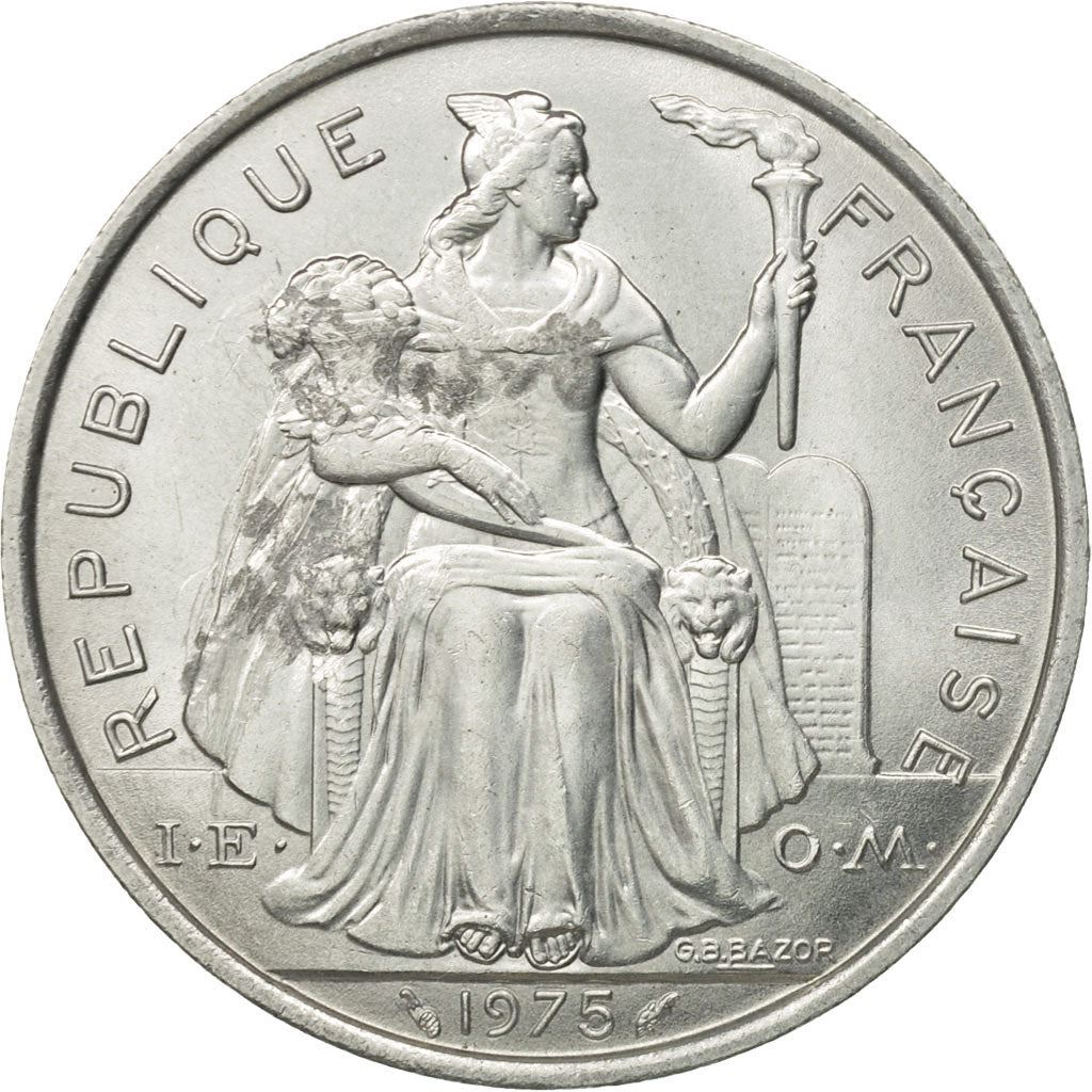 French Polynesia Coin French Polynesian 5 Francs | Liberty Sitting | Throne | Palm Tree | Sailboat | KM12 | 1975 - 2020