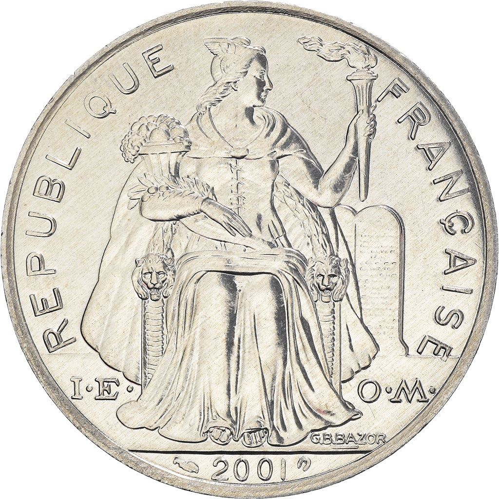 French Polynesia Coin French Polynesian 5 Francs | Liberty Sitting | Throne | Palm Tree | Sailboat | KM12 | 1975 - 2020