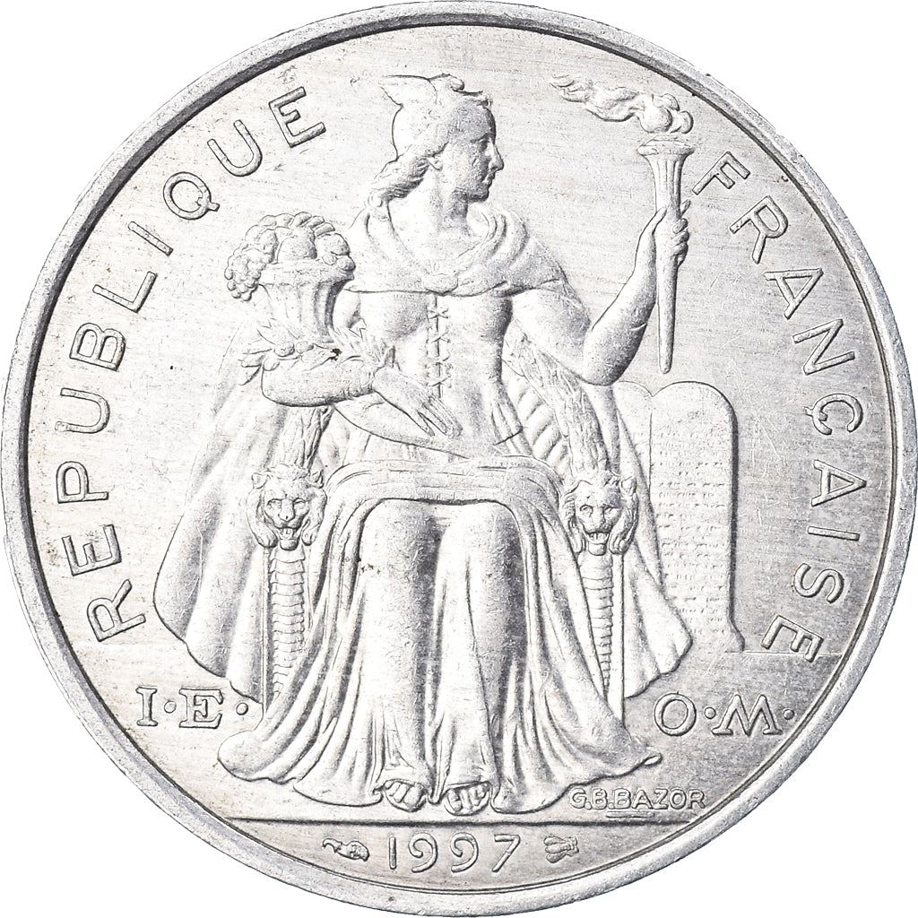 French Polynesia Coin French Polynesian 5 Francs | Liberty Sitting | Throne | Palm Tree | Sailboat | KM12 | 1975 - 2020