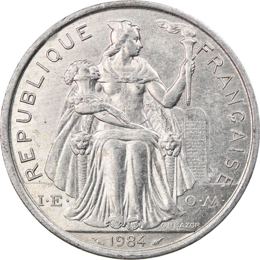 French Polynesia Coin French Polynesian 5 Francs | Liberty Sitting | Throne | Palm Tree | Sailboat | KM12 | 1975 - 2020