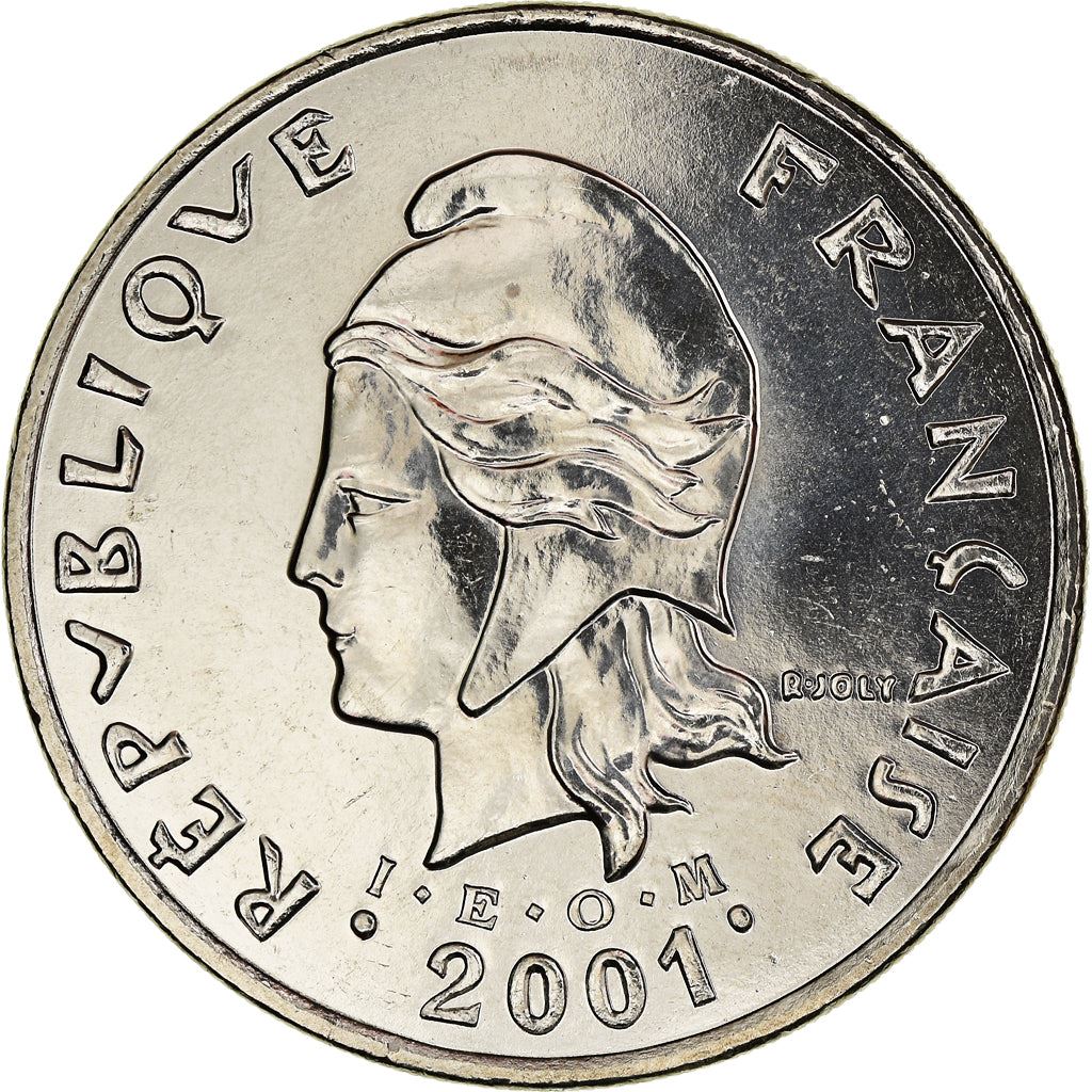 French Polynesia Coin French Polynesian 50 Francs | Marianne | Phrygian Cap | Moorea Harbor | KM13 | 1975 - 2005