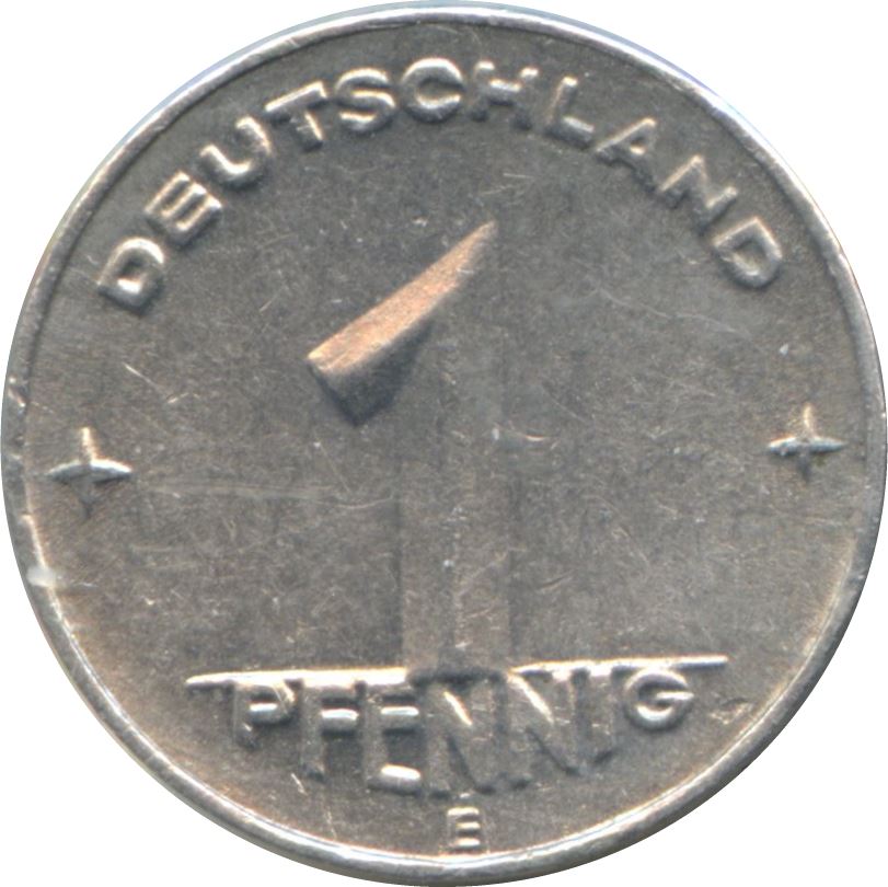 German Democratic Republic 1 Pfennig Coin | Toothed Wheel | KM1 | 1948 - 1950