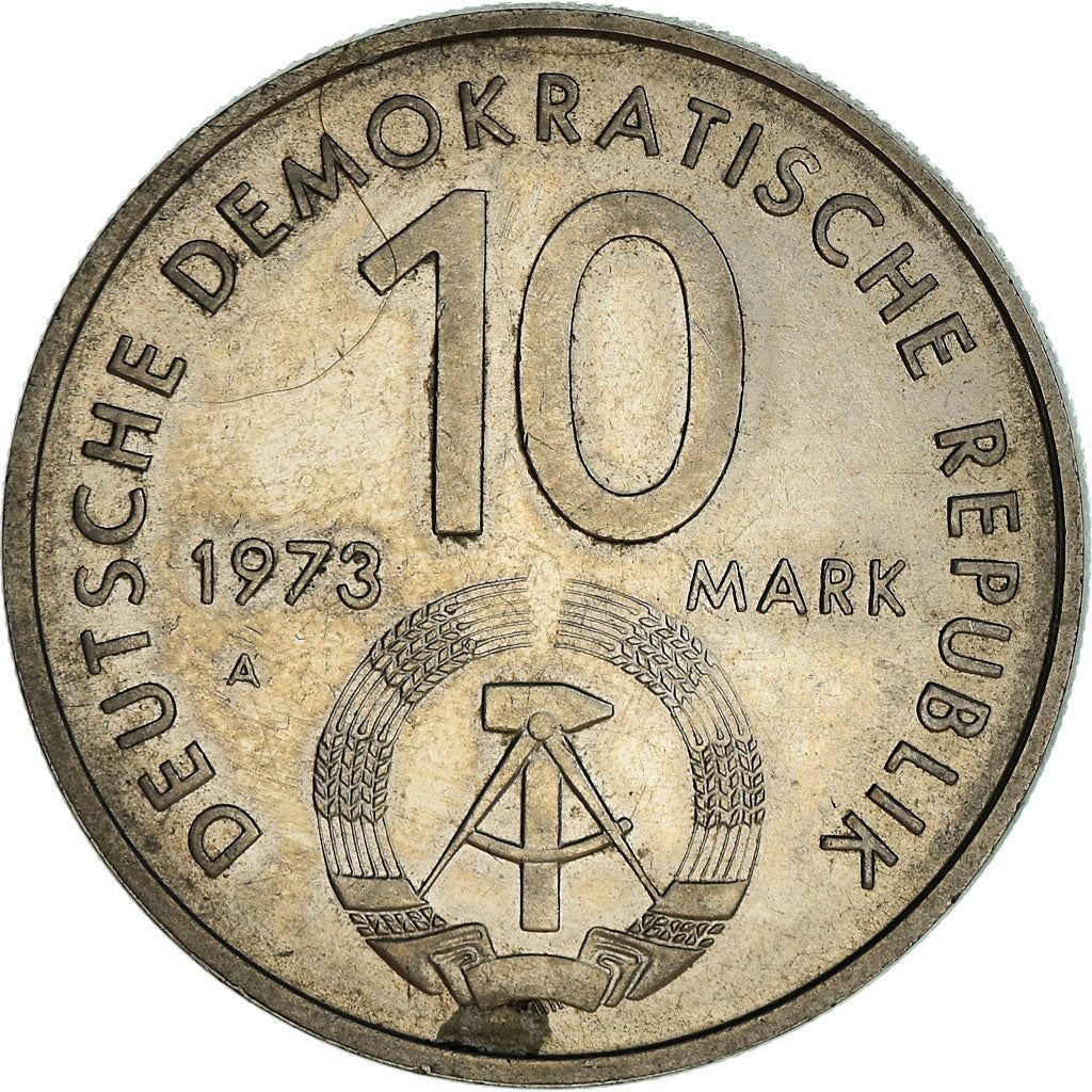 German Democratic Republic 10 Mark Coin | Globe | Youth Festival | KM44 | 1973