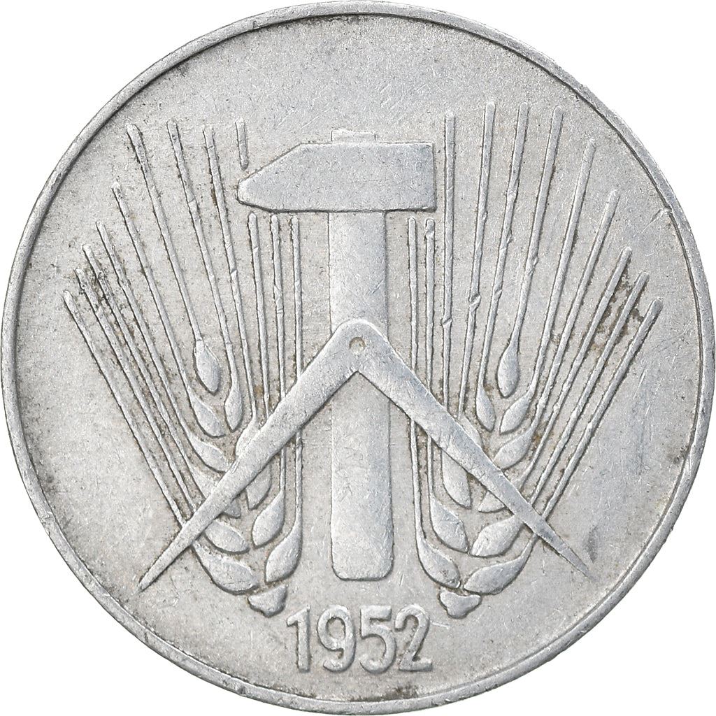 German Democratic Republic 10 Pfennig Coin | Star | Hammer | Compass | KM7 | 1952 - 1953