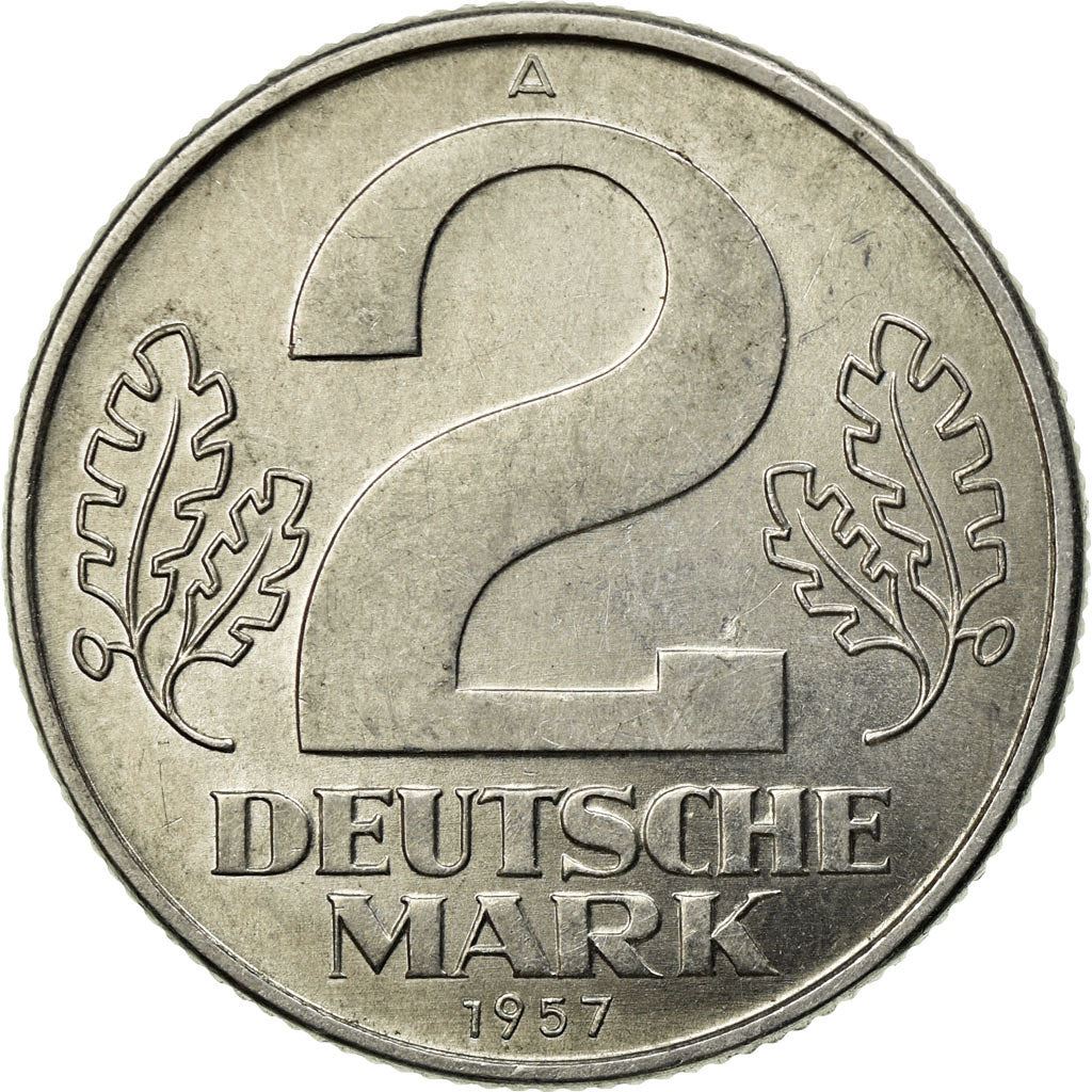 German Democratic Republic 2 Deutsche Mark Coin | Hammer | Compas | KM14 | 1957