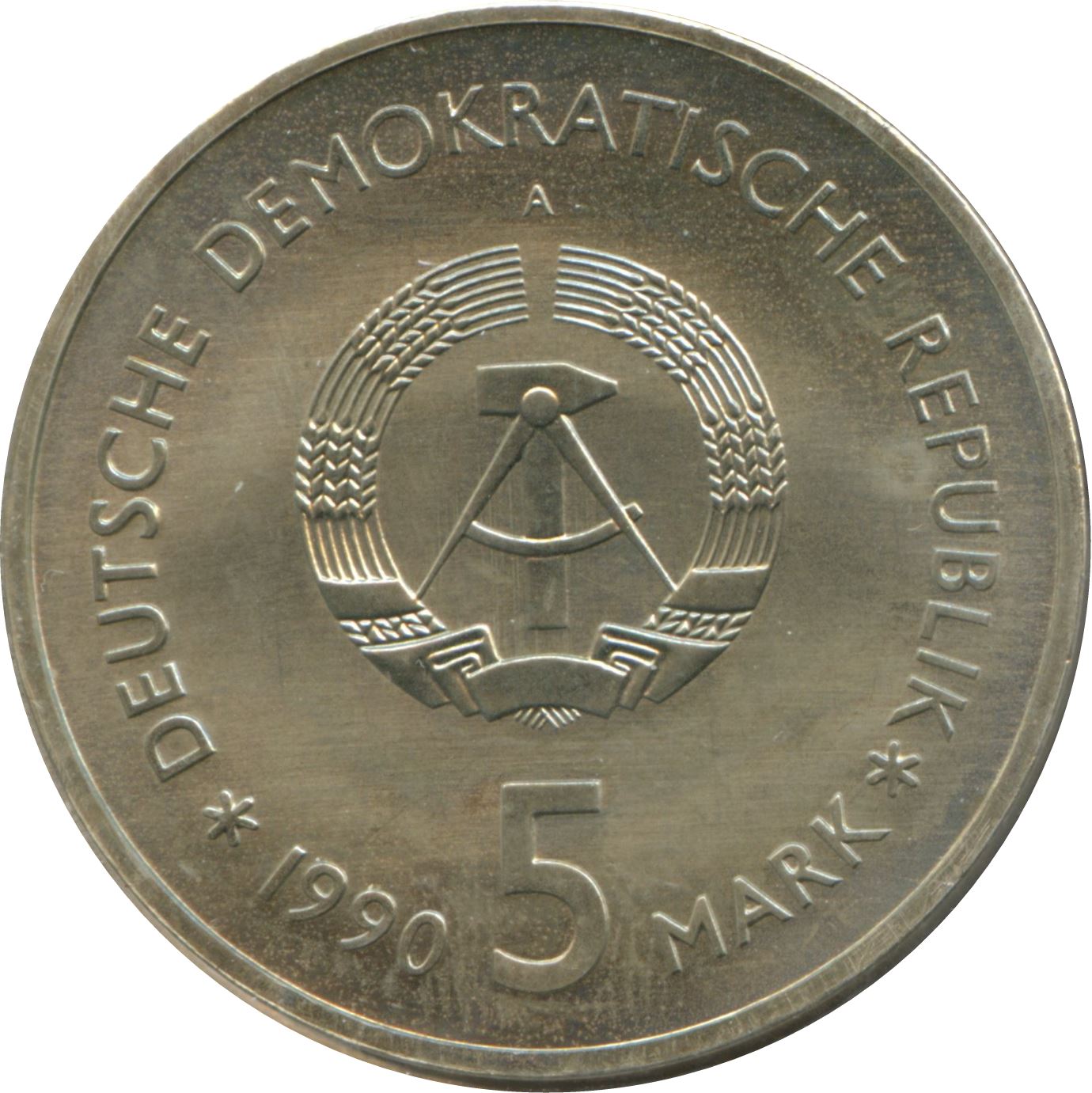 German Democratic Republic 5 Mark Coin | Zeughaus Museum | KM135 | 1990 - 1991