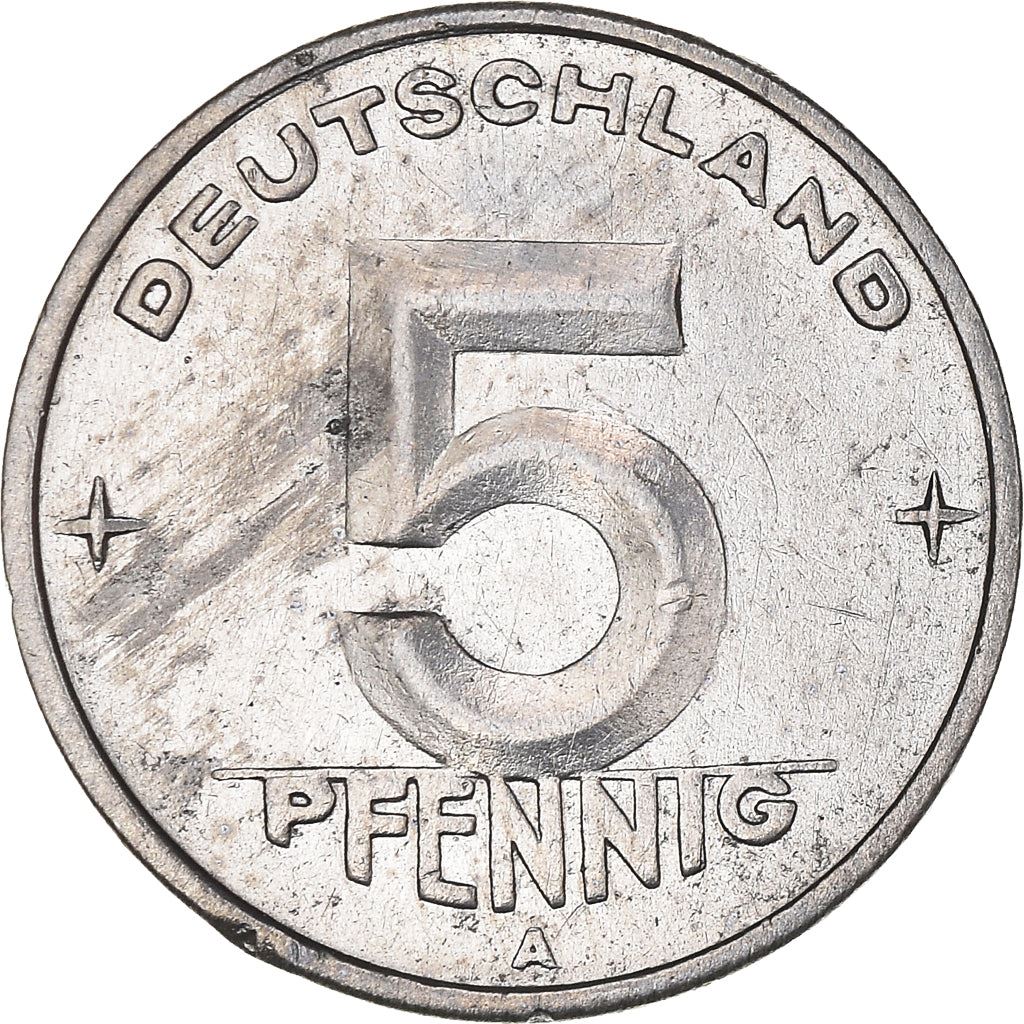 German Democratic Republic 5 Pfennig Coin | Wheat Ear | Toothed Wheel | KM2 | 1948 - 1950