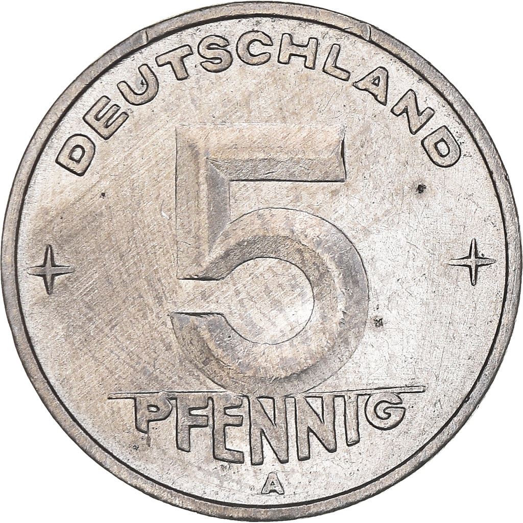 German Democratic Republic 5 Pfennig Coin | Wheat Ear | Toothed Wheel | KM2 | 1948 - 1950