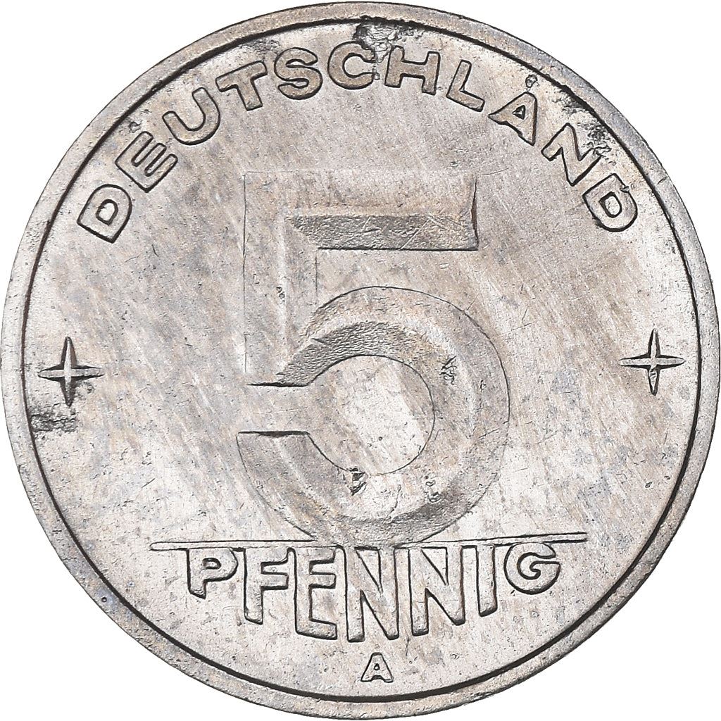 German Democratic Republic 5 Pfennig Coin | Wheat Ear | Toothed Wheel | KM2 | 1948 - 1950