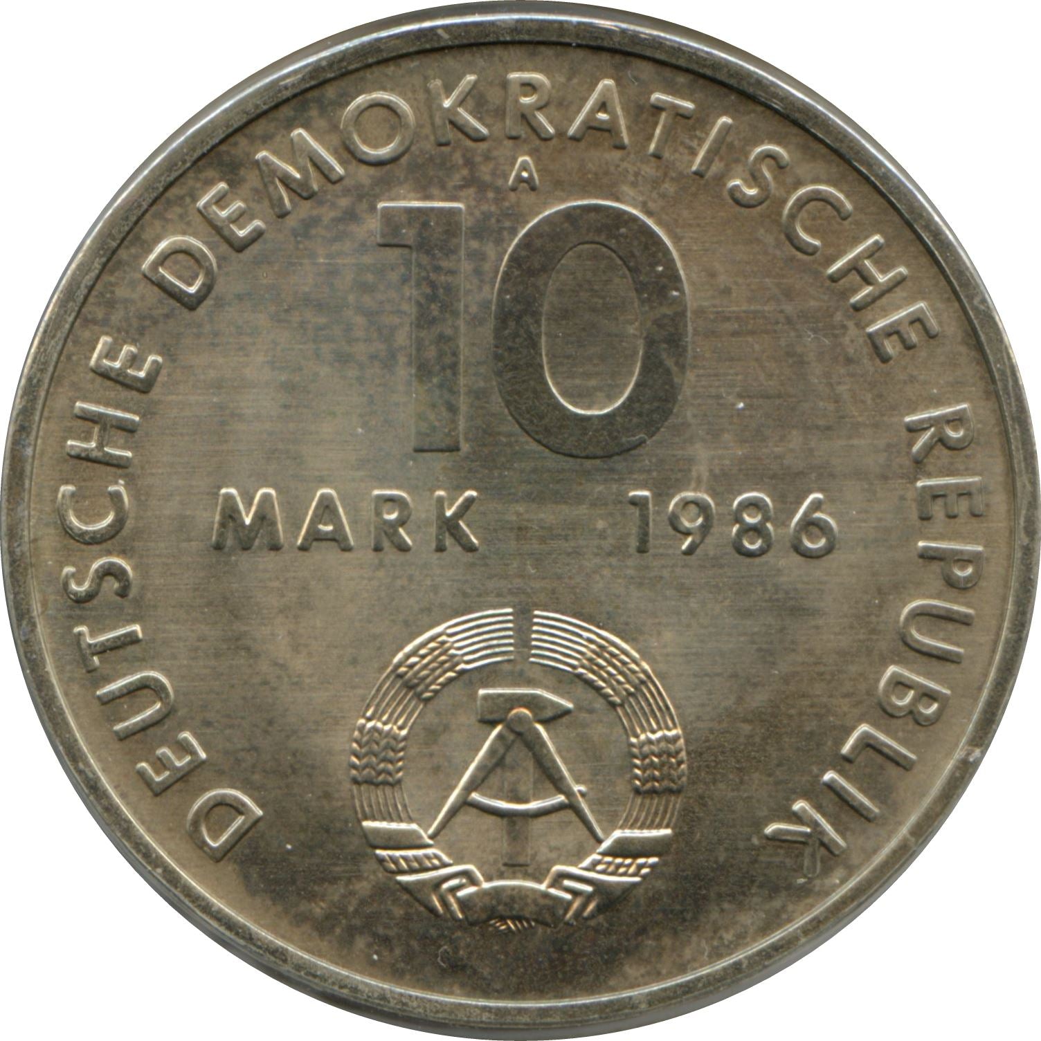 German Democratic Republic Coin Germany 10 Mark | Ernst Thälmann | KM109 | 1986