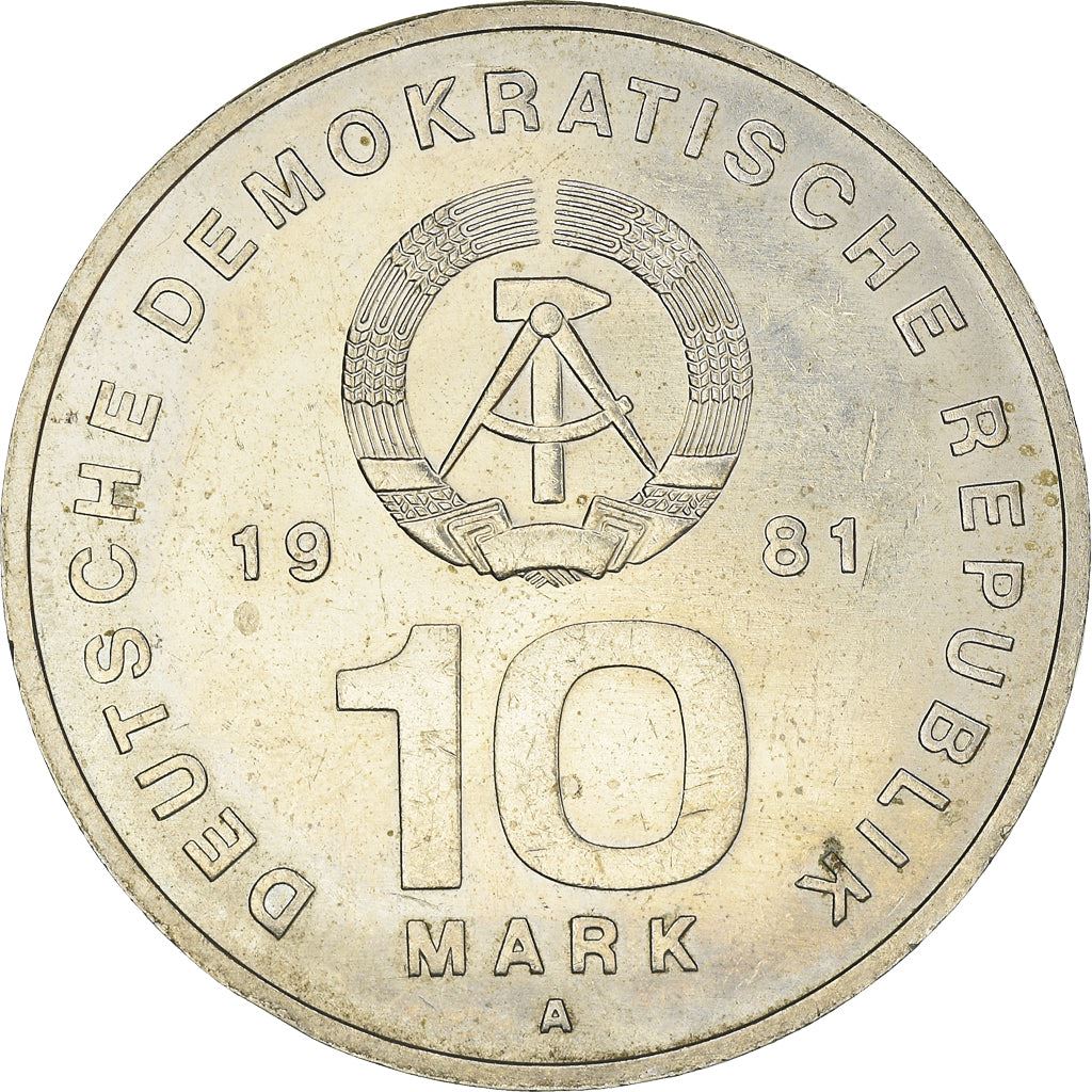 German Democratic Republic Coin Germany 10 Mark | National Army | Tank | Aircraft | KM80 | 1981