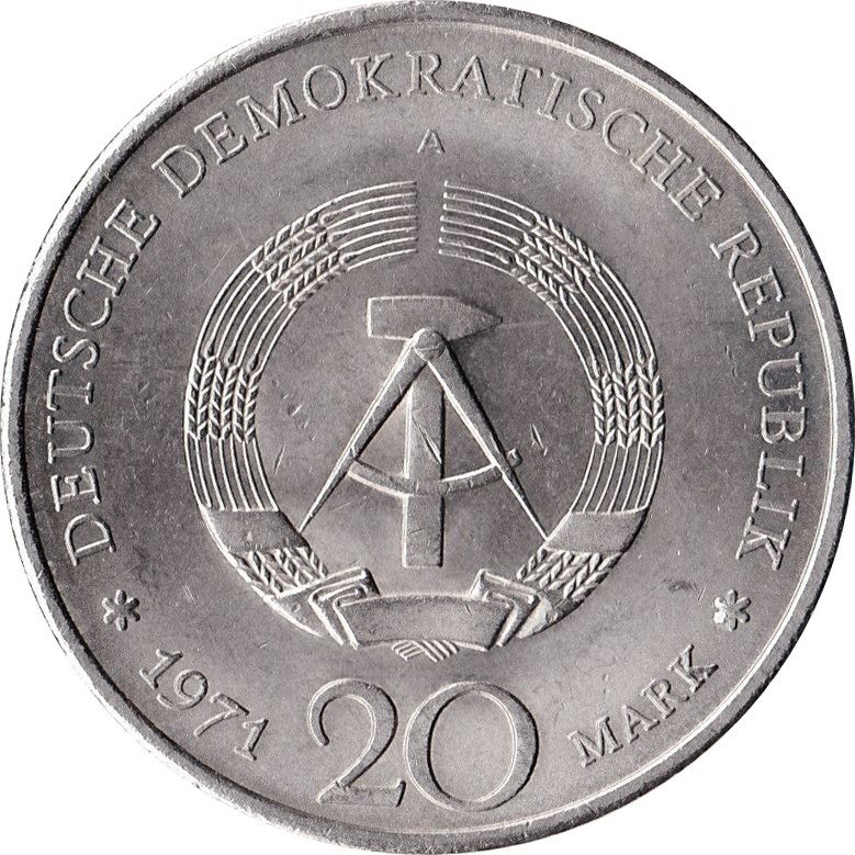 German Democratic Republic Coin Germany 20 Mark | Ernst Thälmann | KM34 | 1971