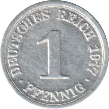 German Empire 1 Pfennig Coin | Deutsches Reich | Wilhelm II | Type 1 | KM24 | 1916 - 1918