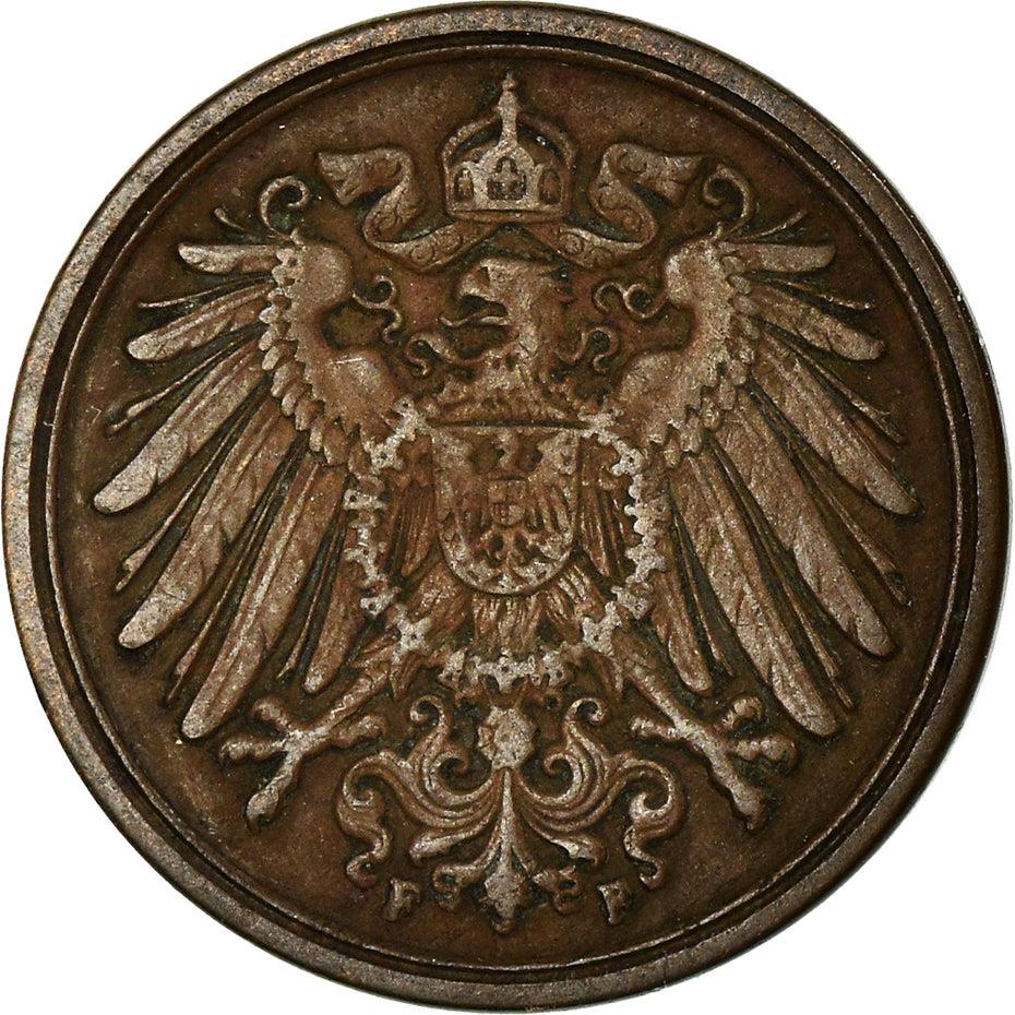 German Empire 1 Pfennig Coin | Deutsches Reich | Wilhelm II | Type 2 | KM10 1890 - 1916