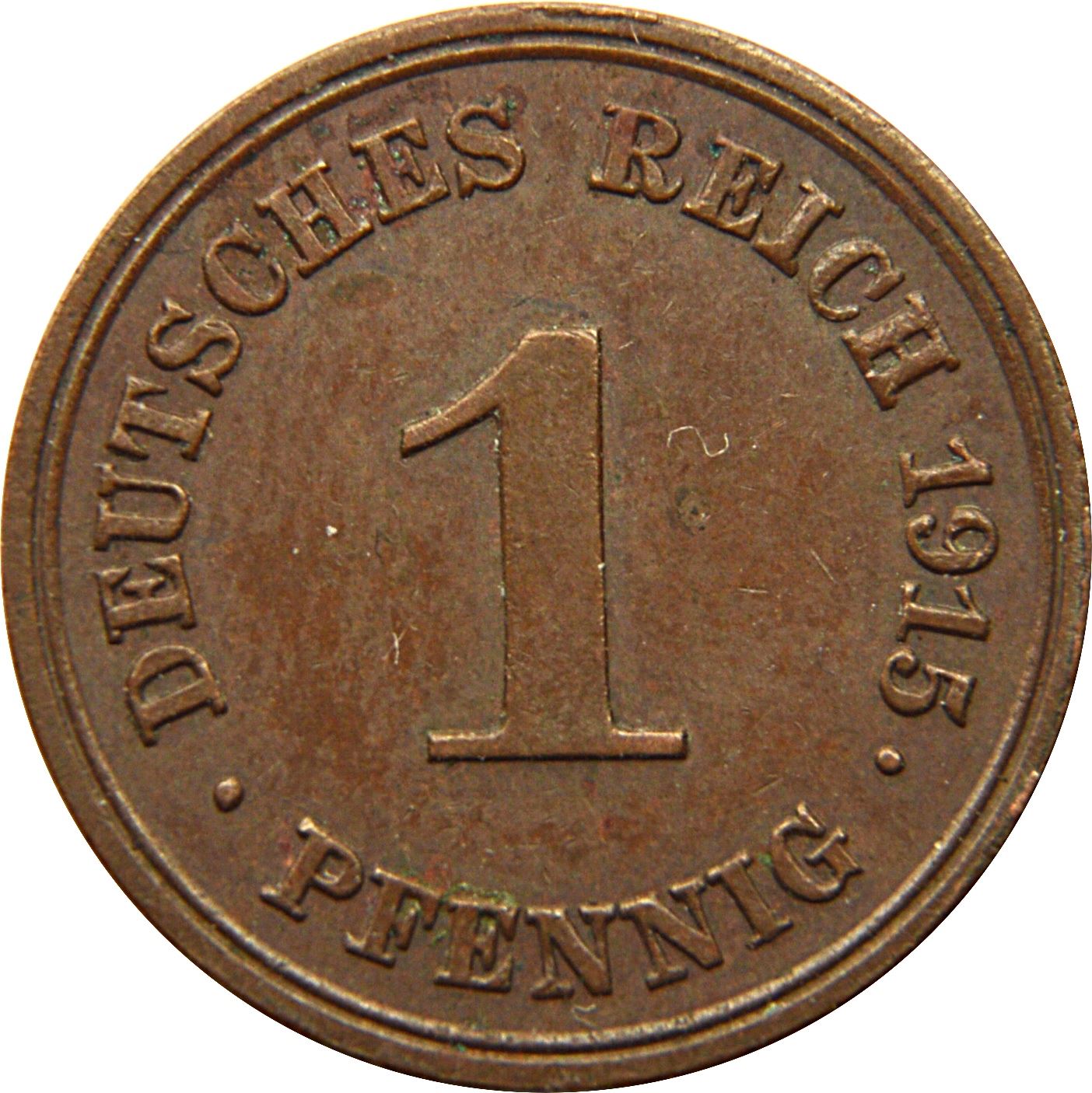 German Empire 1 Pfennig Coin | Deutsches Reich | Wilhelm II | Type 2 | KM10 1890 - 1916