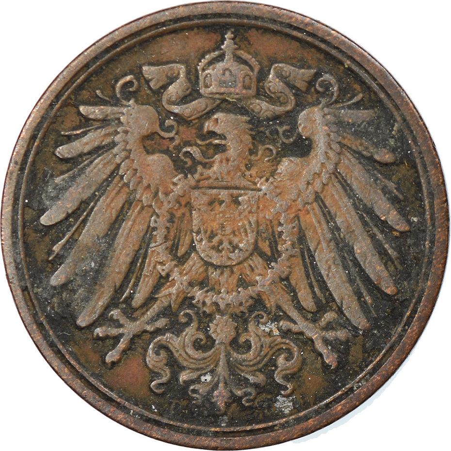 German Empire 1 Pfennig Coin | Deutsches Reich | Wilhelm II | Type 2 | KM10 1890 - 1916