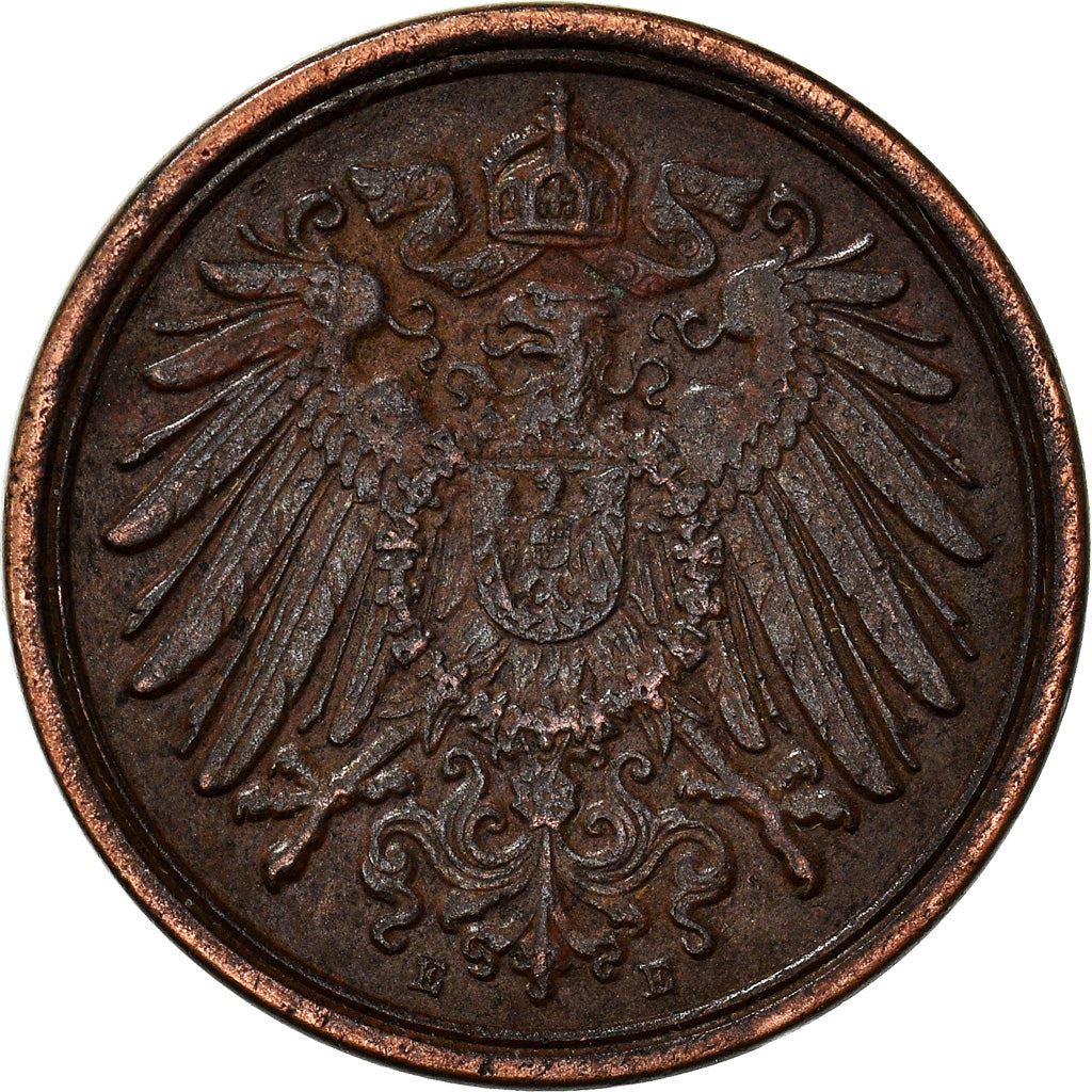 German Empire 1 Pfennig Coin | Deutsches Reich | Wilhelm II | Type 2 | KM10 1890 - 1916