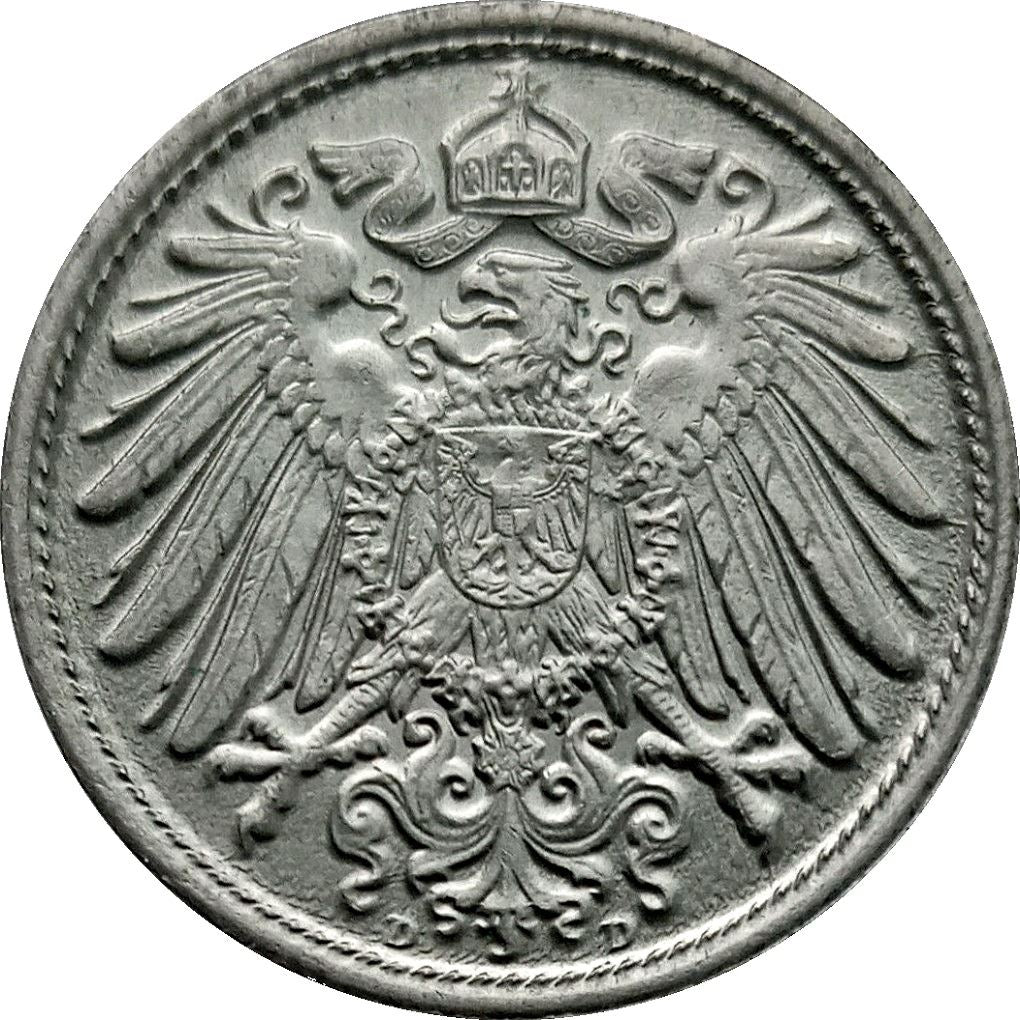 German Empire 10 Pfennig Coin | Deutsches Reich | Wilhelm II | Type 2 | KM12 1890 - 1916