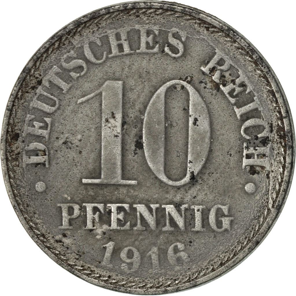 German Empire 10 Pfennig Coin | Deutsches Reich | Wilhelm II | Type 2 | KM20 | 1916 - 1922