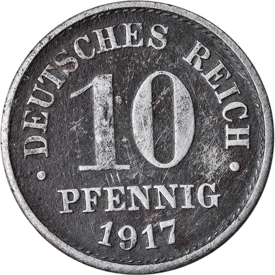 German Empire 10 Pfennig Coin | Deutsches Reich | Wilhelm II | Type 2 | KM20 | 1916 - 1922