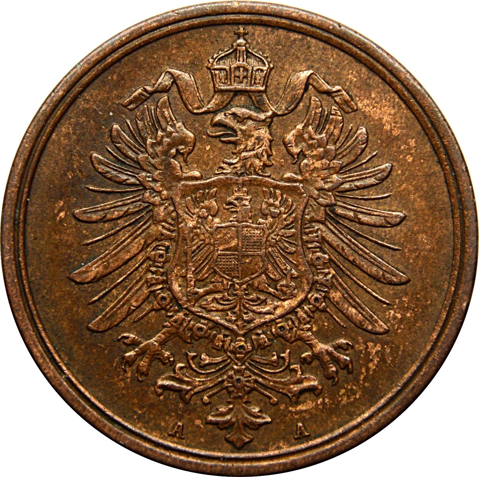 German Empire 2 Pfennig Coin | Deutsches Reich | Wilhelm I Type 1 | KM2 | 1873 - 1877