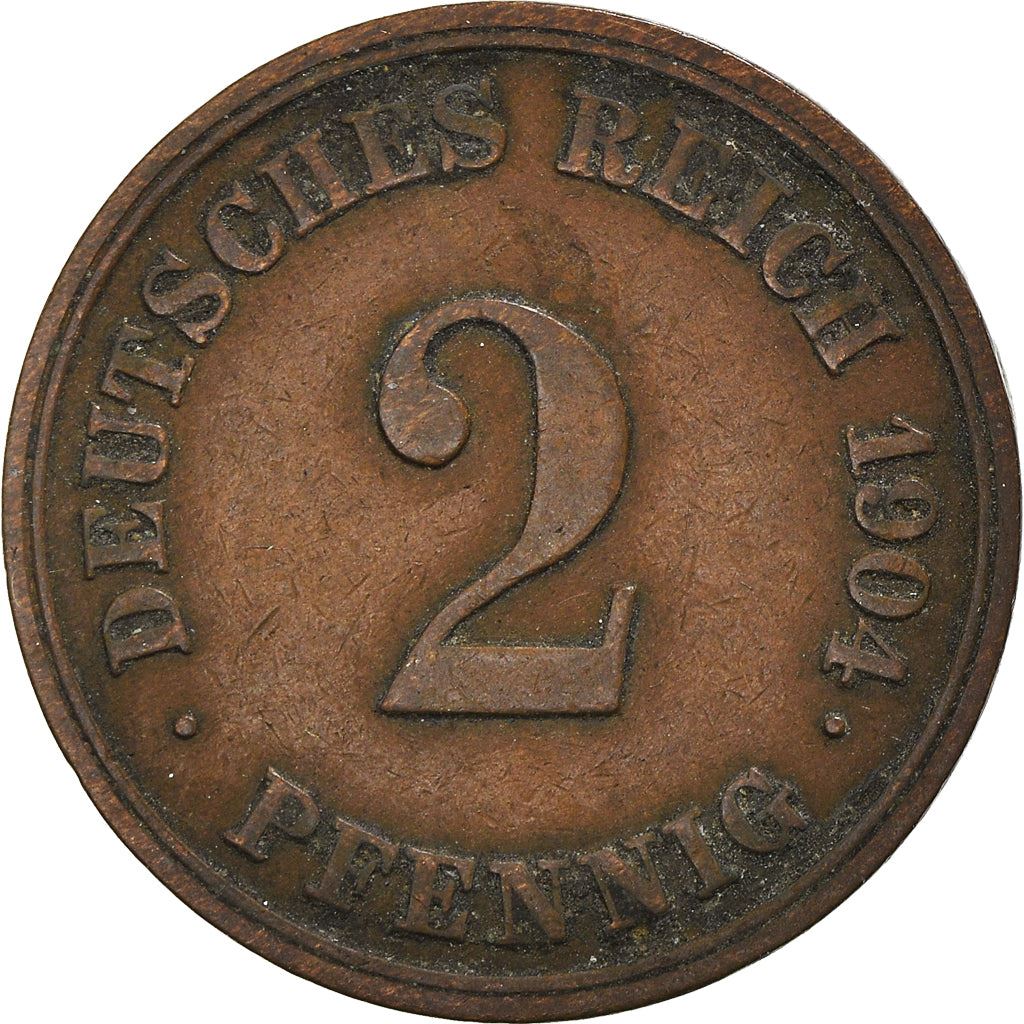 German Empire 2 Pfennig Coin | Deutsches Reich | Wilhelm II | Type 2 | KM16 | 1904 - 1916