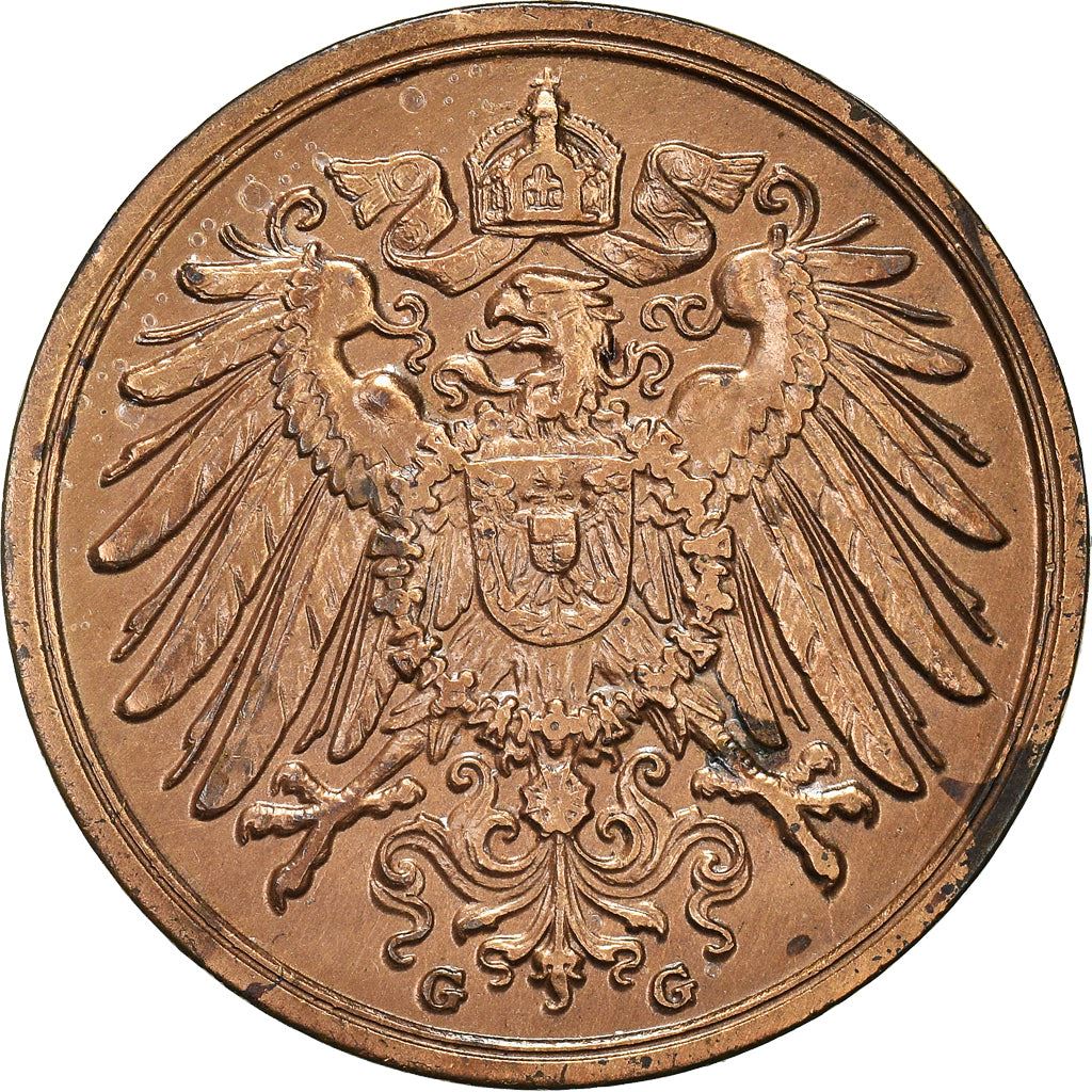 German Empire 2 Pfennig Coin | Deutsches Reich | Wilhelm II | Type 2 | KM16 | 1904 - 1916