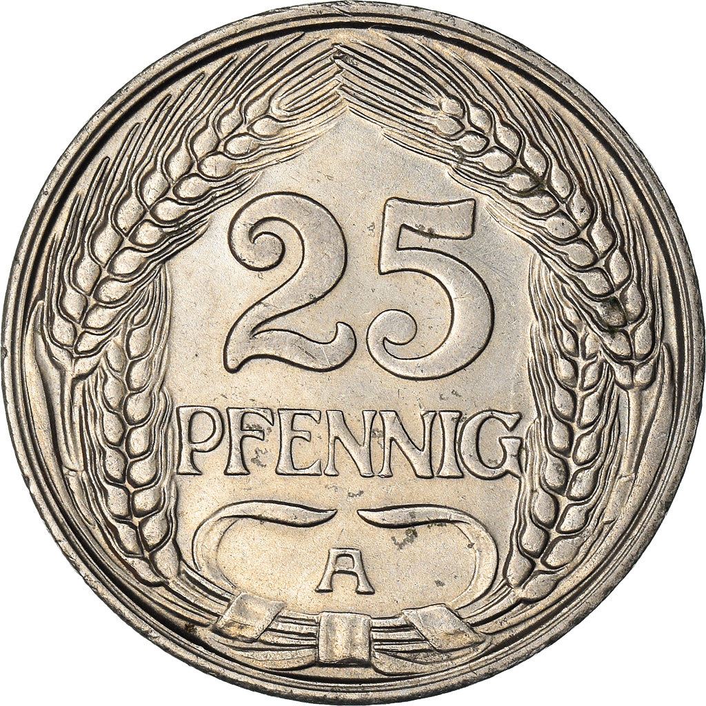 German Empire 25 Pfennig Coin | Deutsches Reich | Wilhelm II | KM18 | 1909 - 1912