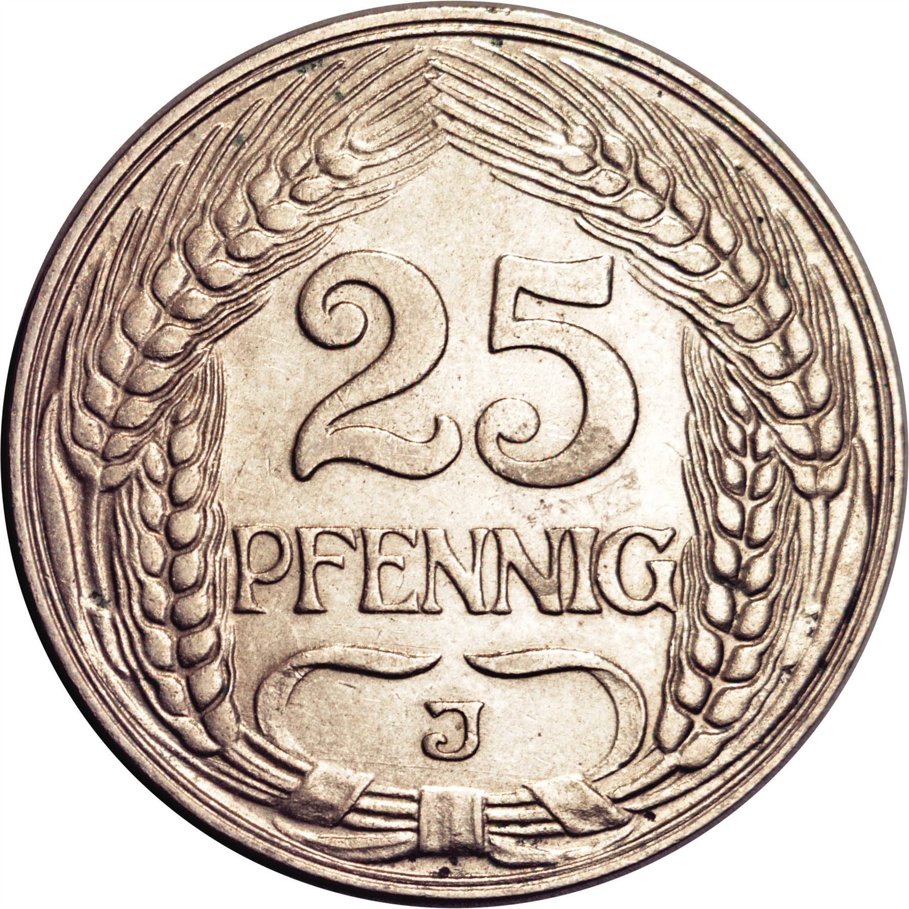 German Empire 25 Pfennig Coin | Deutsches Reich | Wilhelm II | KM18 | 1909 - 1912