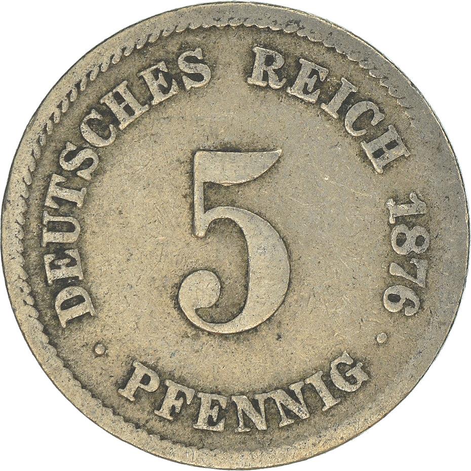 German Empire 5 Pfennig Coin | Deutsches Reich | Wilhelm I | Type 1 | KM3 | 1874 - 1889