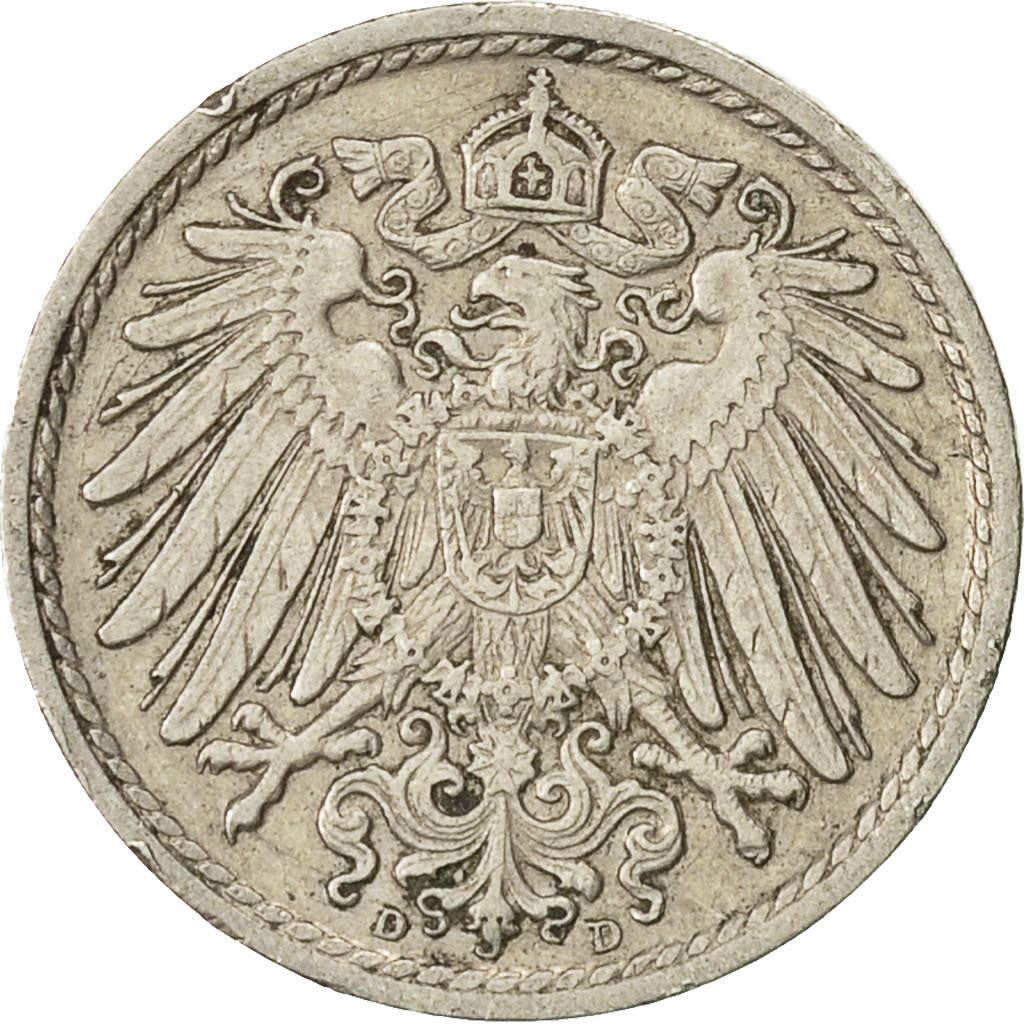 German Empire 5 Pfennig Coin | Deutsches Reich | Wilhelm II | Type 2 | KM11 | 1890 - 1915