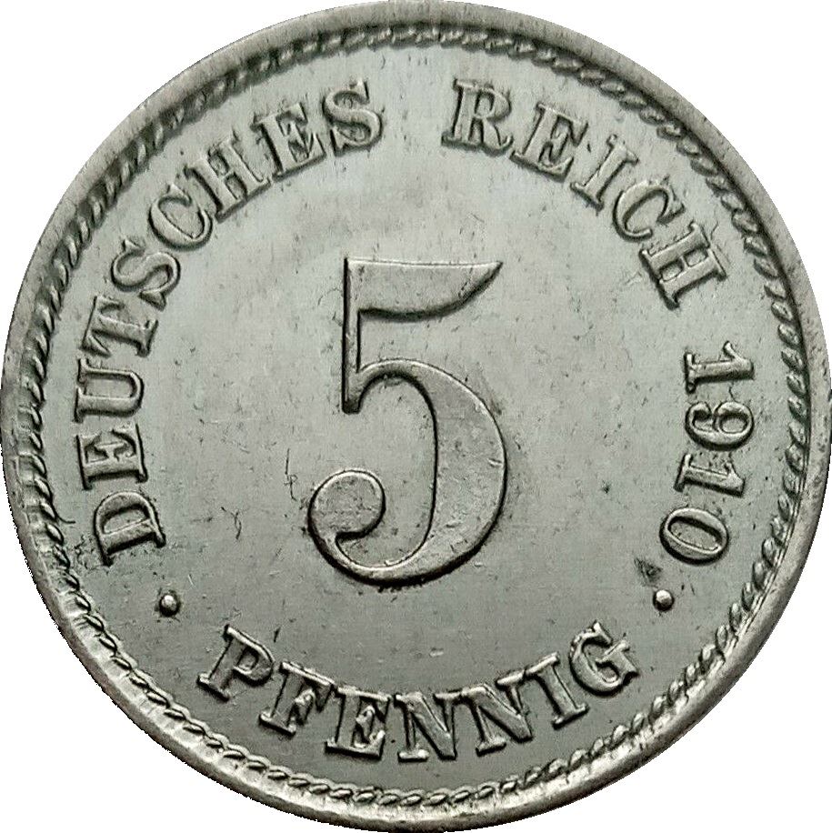 German Empire 5 Pfennig Coin | Deutsches Reich | Wilhelm II | Type 2 | KM11 | 1890 - 1915