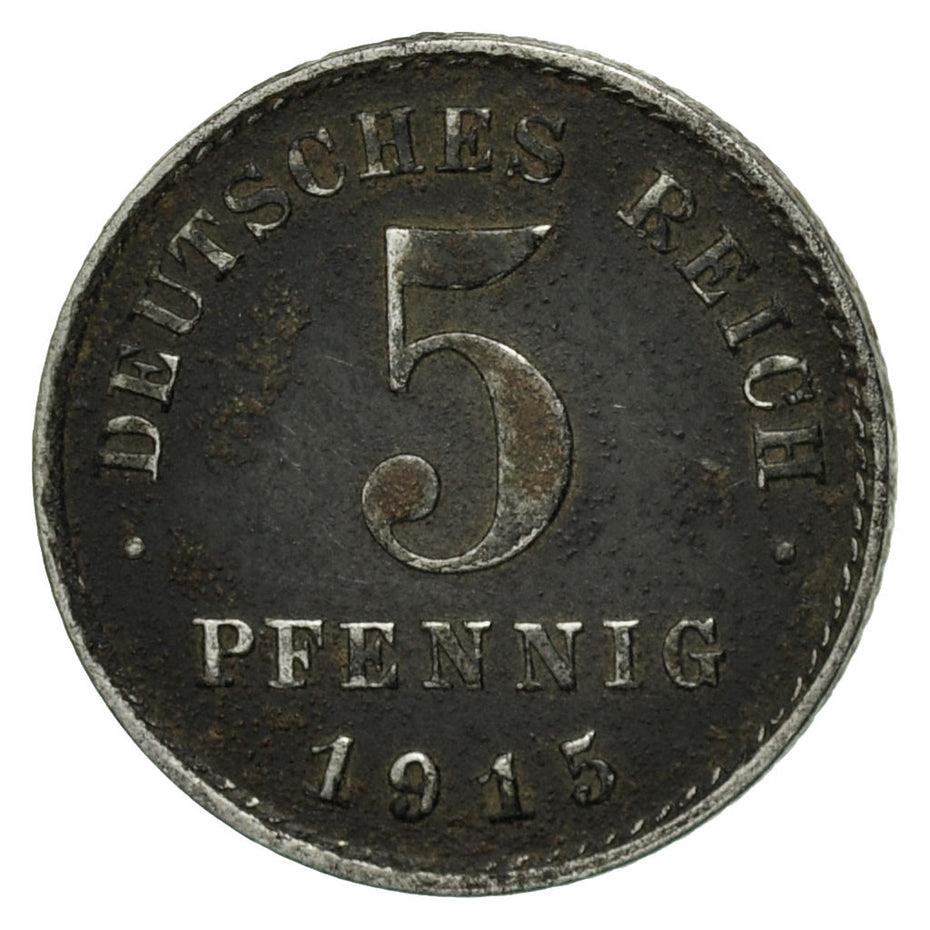 German Empire 5 Pfennig Coin | Deutsches Reich | Wilhelm II | Type 2 | KM19 | 1915 - 1922