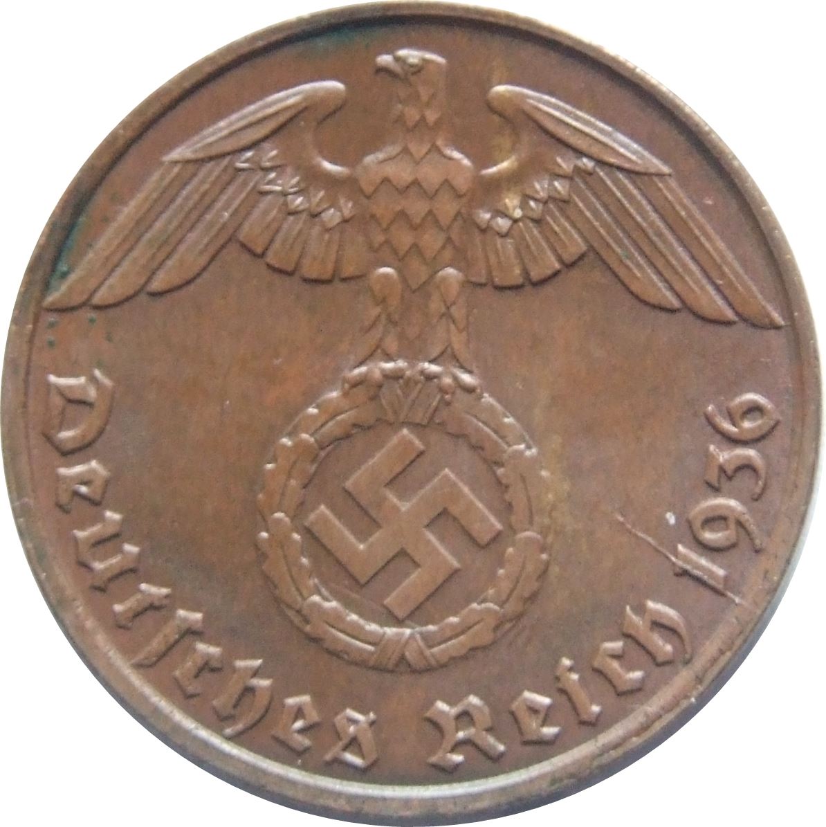 German Third Reich 1 Reichspfennig Coin | KM89 1936 - 1940