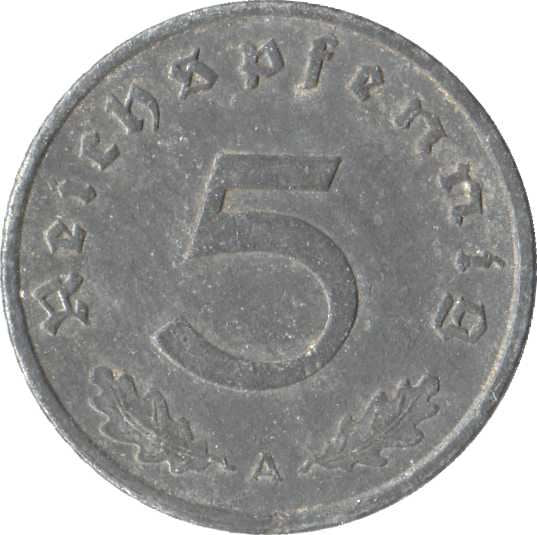 German Third Reich 5 Reichspfennig Coin | KM100 | 1940 - 1944