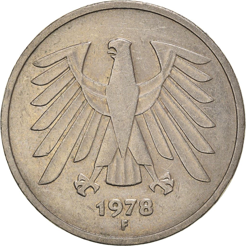 Germany 5 Deutsche Mark Coin | Eagle | KM140.1 | 1975 - 2001