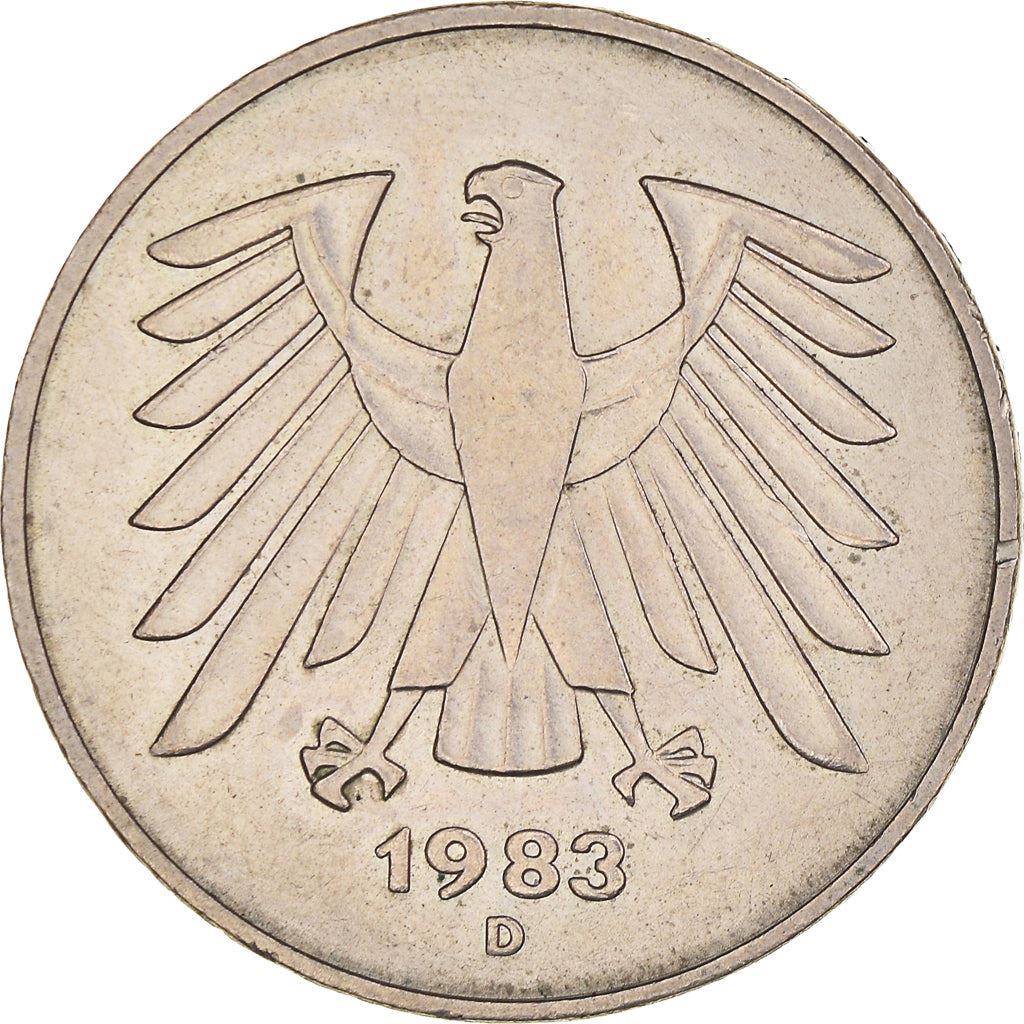 Germany 5 Deutsche Mark Coin | Eagle | KM140.1 | 1975 - 2001